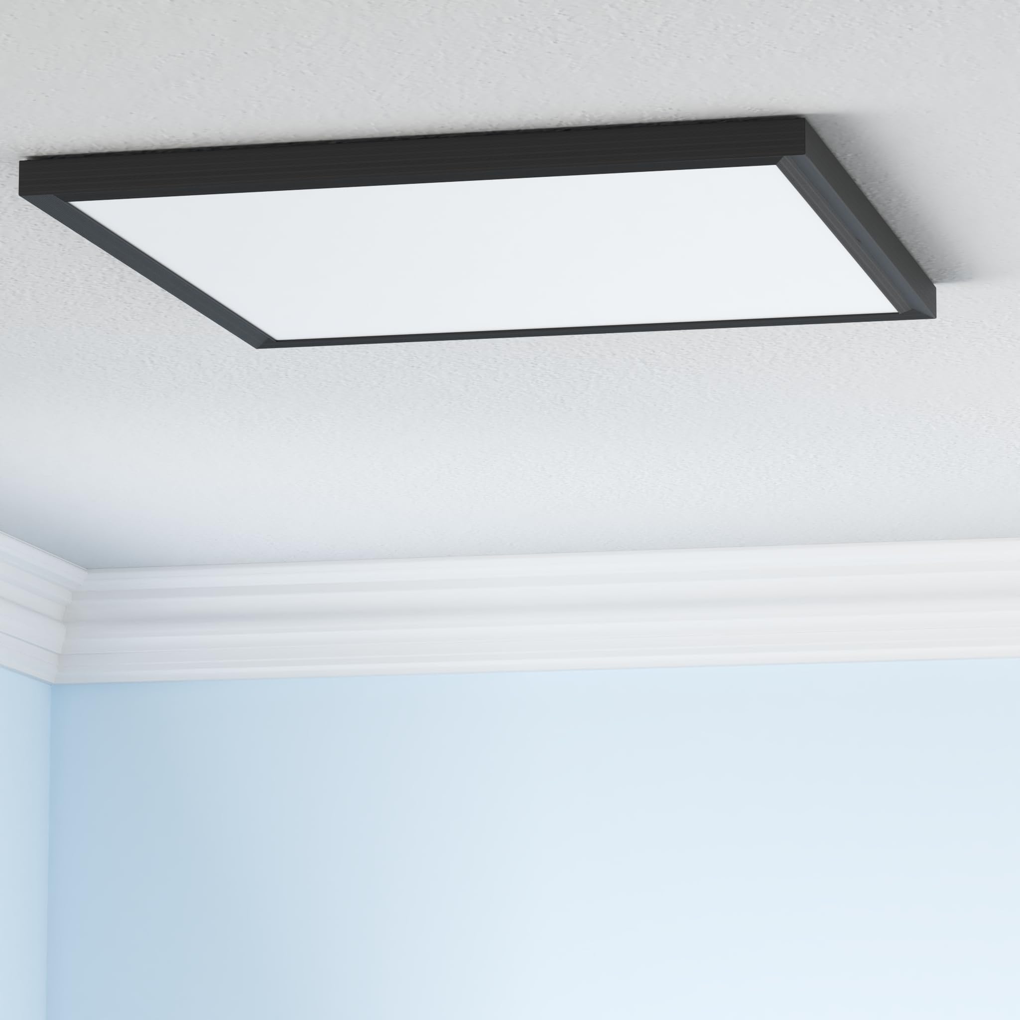 Ultralux 2X2 Ft Slim Surface Mount Ceiling Light Panel - Dimmable, 3Cct, Matte Black