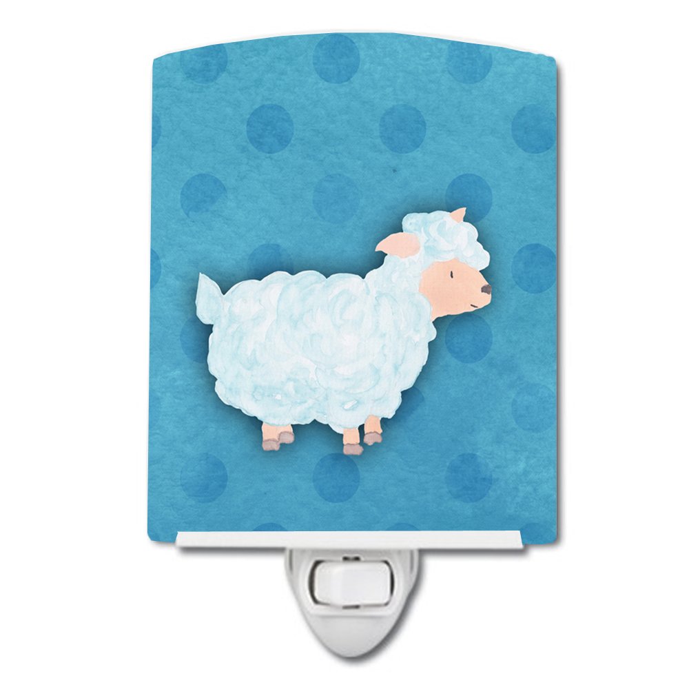 Carolines Treasures BB7390CNL Polkadot Sheep Lamb Watercolor Ceramic Night Light Compact, ULCertified, Ideal for Bedroom, Bath