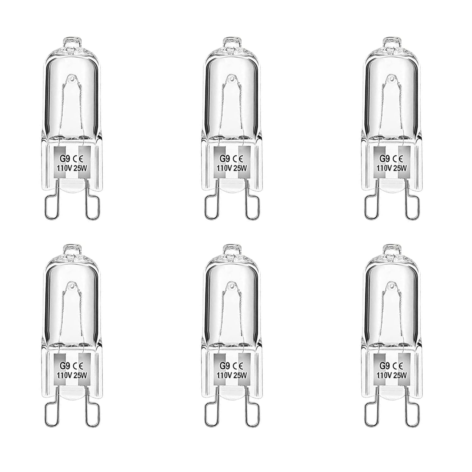 Taodan 6Pcs G9 Halogen Bulb 25W Jcd Halogen Home Bulb Dimmable Tungsten Small Bulb G9 Bi Pin Bulb T4 Bi Pin Type For Crystal Cha