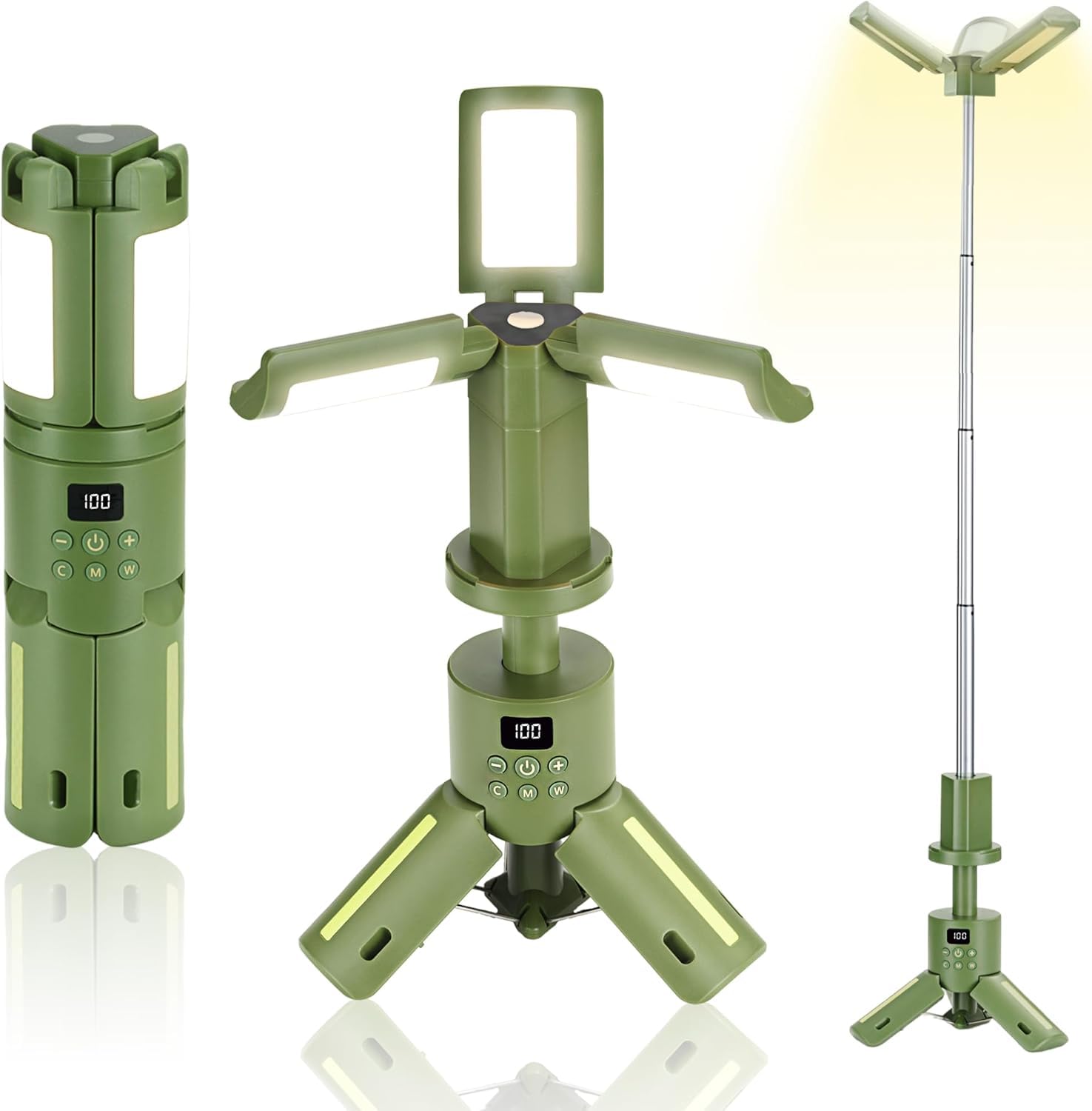 Gsueot Camping Lantern 14000mAh, 6000LM Telescoping, Waterproof, Magnetic Base, Green, Model Camping Lantern-3