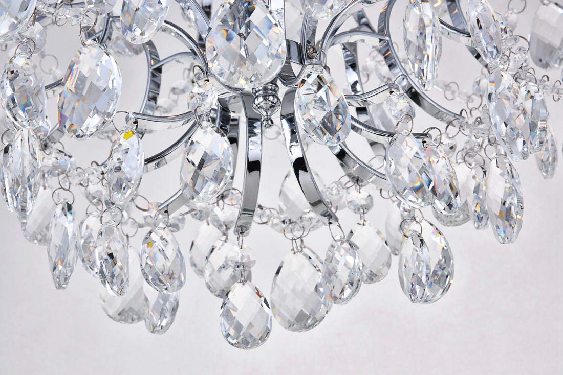 Bestier Modern Pendant Chandelier, Crystal Raindrop Design, 16" D x 18" H, Chrome Finish, 3 E12 Bulbs Required, Ideal for Dining Room, Bedroom,
