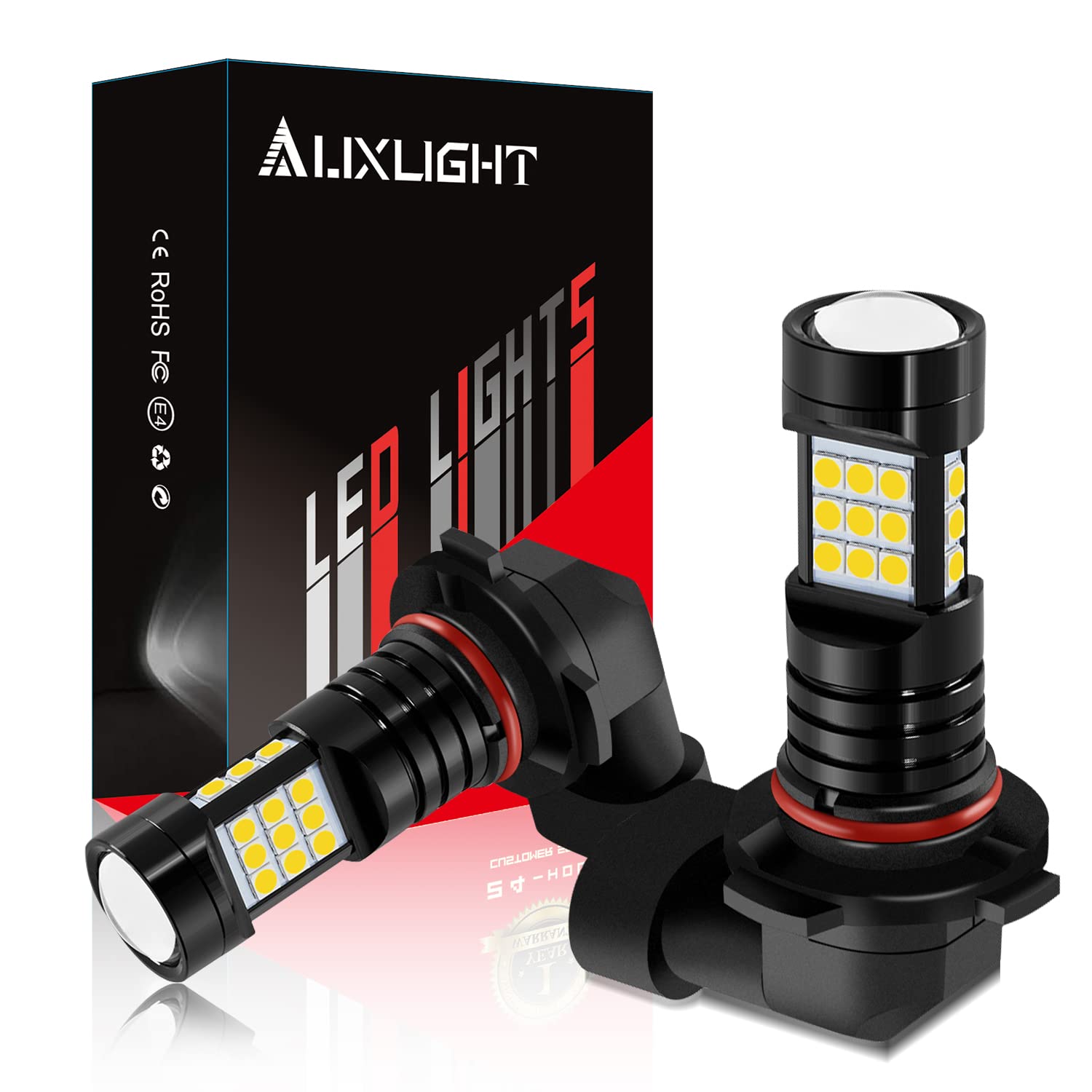 AUXLIGHT H10 LED Fog Light Bulbs, 2400 Lumens, Aluminum, H10/9145/9140, Golden Yellow