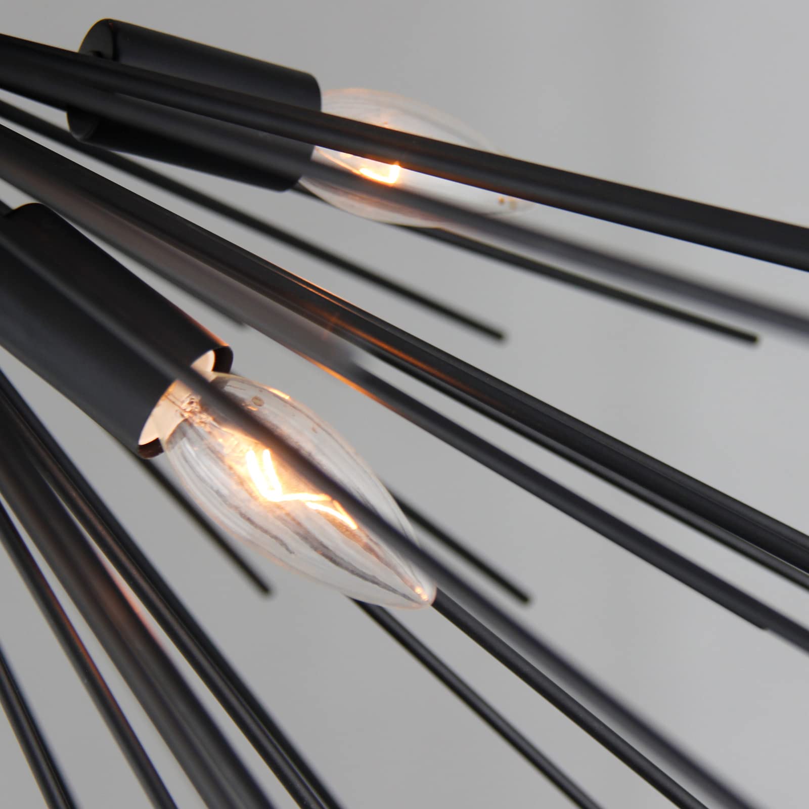 ZIRALIO Black Sputnik Chandelier - Modern 9-Light Fixture for Dining Room, Living Room, Kitchen, 29in, Metal, Model YB210510-5-9B