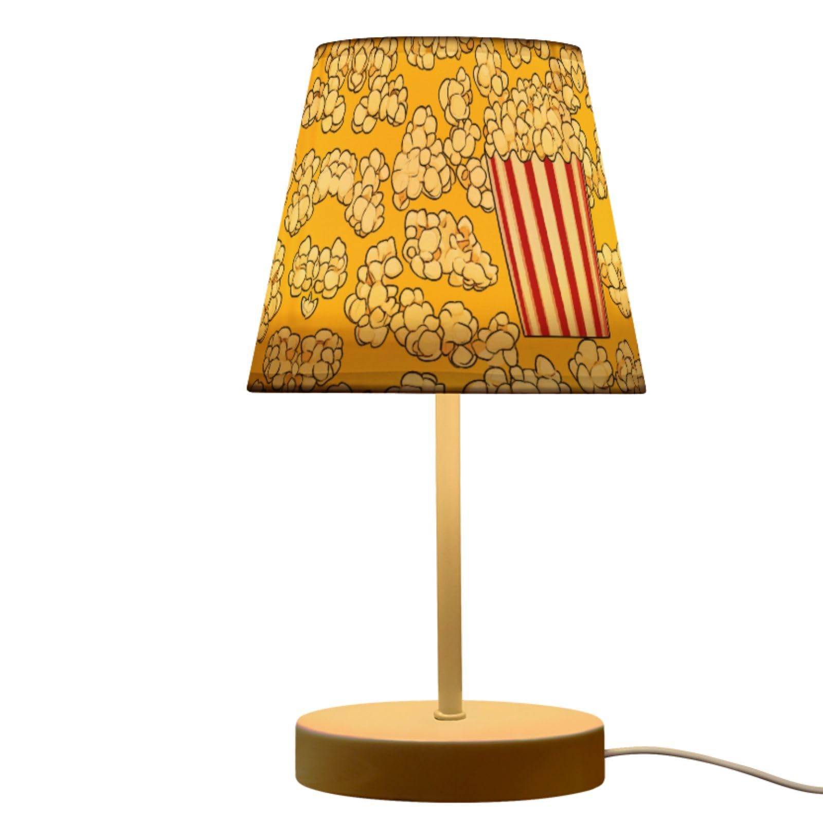 Peystean USB 3-Color Dimmable LED Table Lamp, A Bucket of Popcorn Orange 10.8 High Linen Bedside Nightstand Light with USB Port 