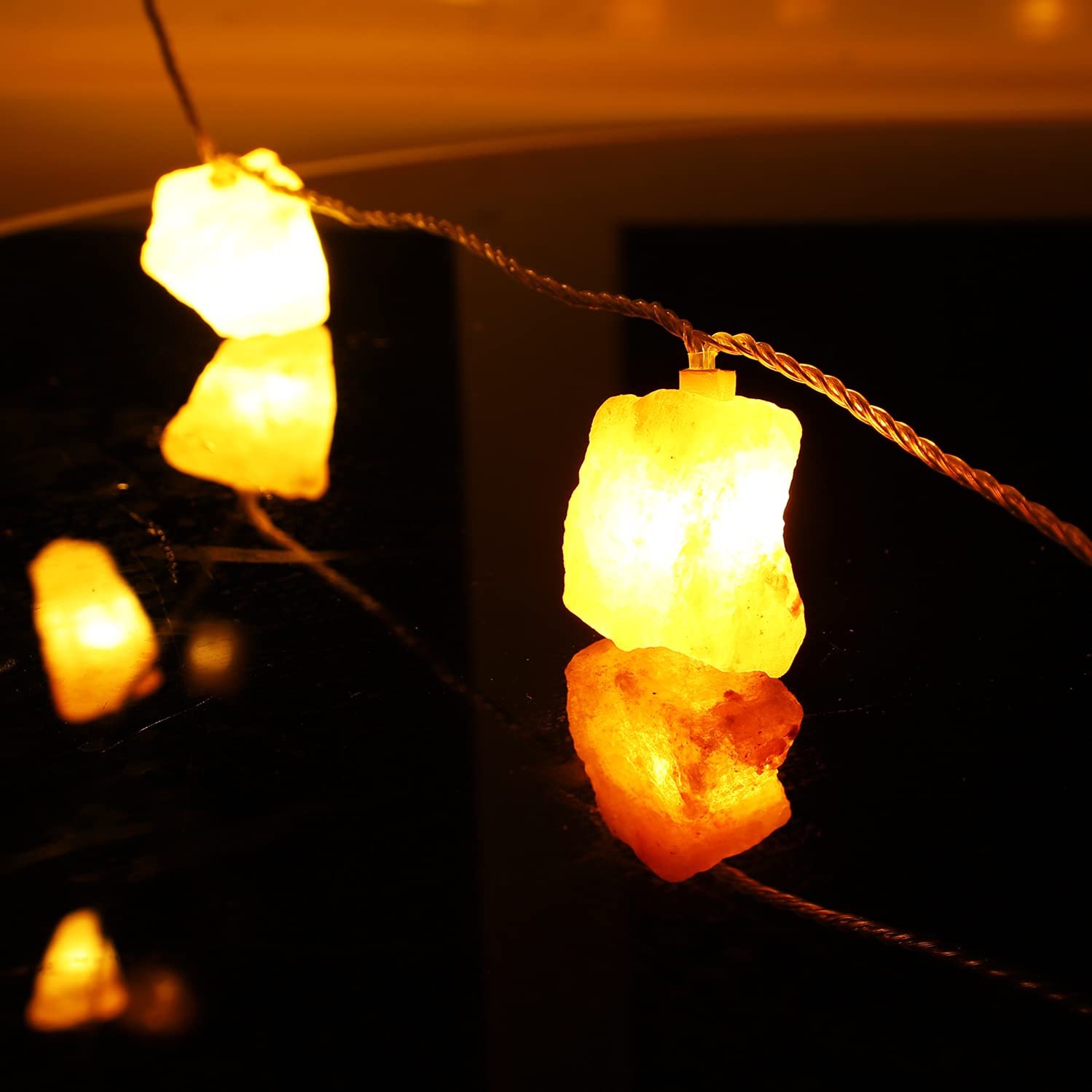 TAOHUA GARDEN Himalayan Salt String Lights with Remote Control, 10 LED, Pink Salt Block, 8 Modes - Perfect for Thanksgiving & Christmas Décor