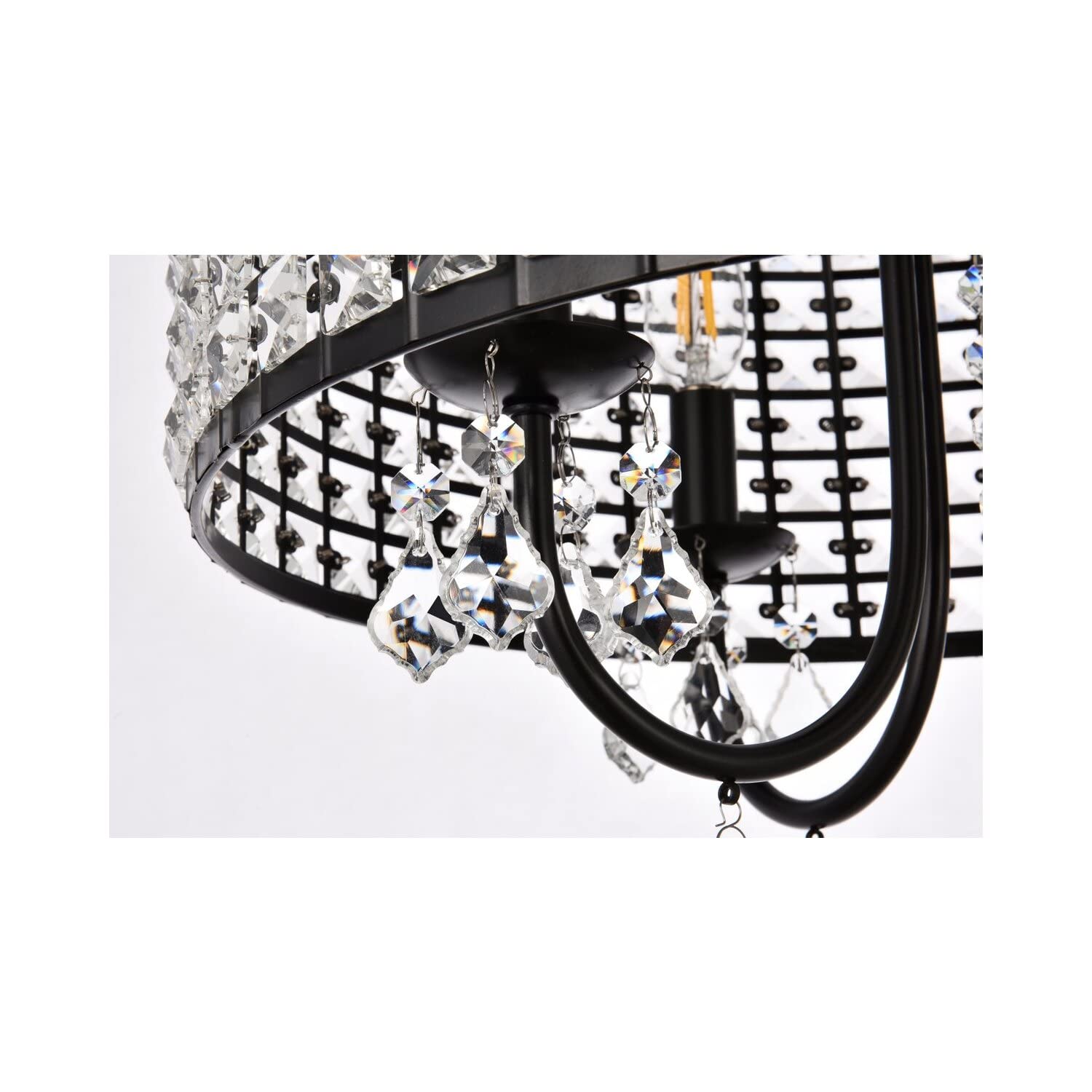 Living District Elise 4-Light Transitional Metal Flush Mount in Black