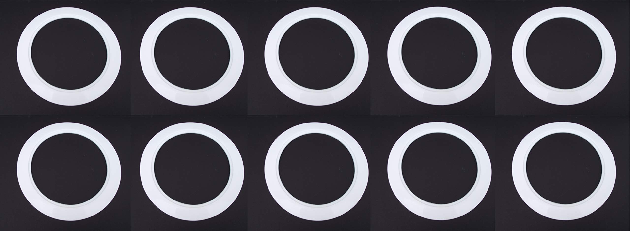 10 Pack-White Light Trim Ring Recessed Can 6&quot; Inch Over Size Oversized Lighting Fixture