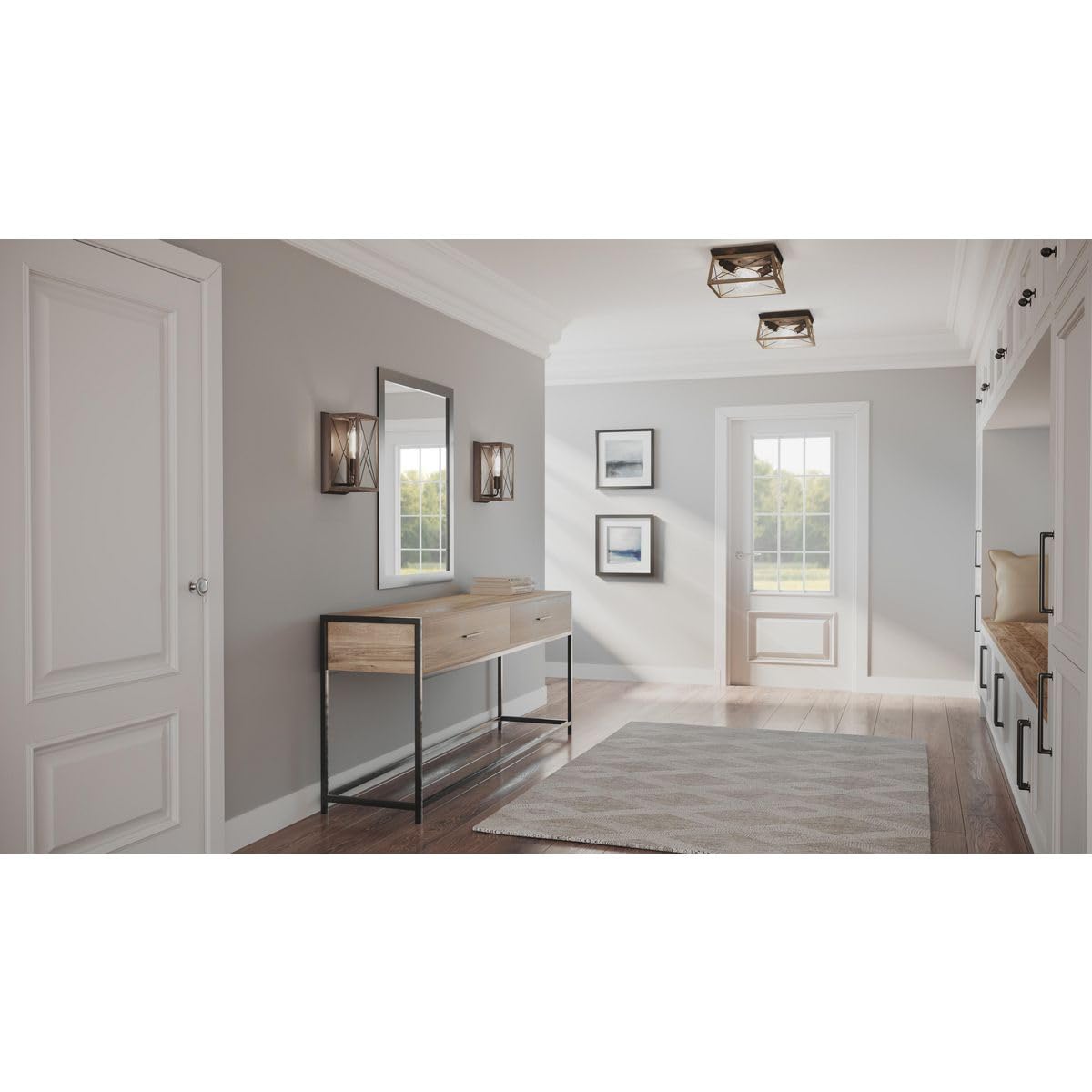 Briarwood Collection Antique Bronze Two-Light Farmhouse Flush Mount Ceiling Light