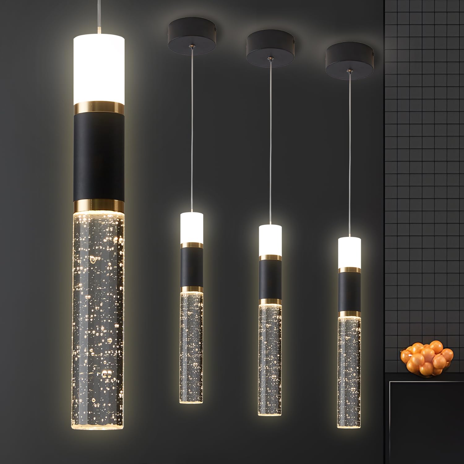 Embring Led Pendant Light,3 Pack Black Gold Pendant Lighting For Kitchen Island, Modern Dining Room Light Fixture,Kitchen Island Lighting?