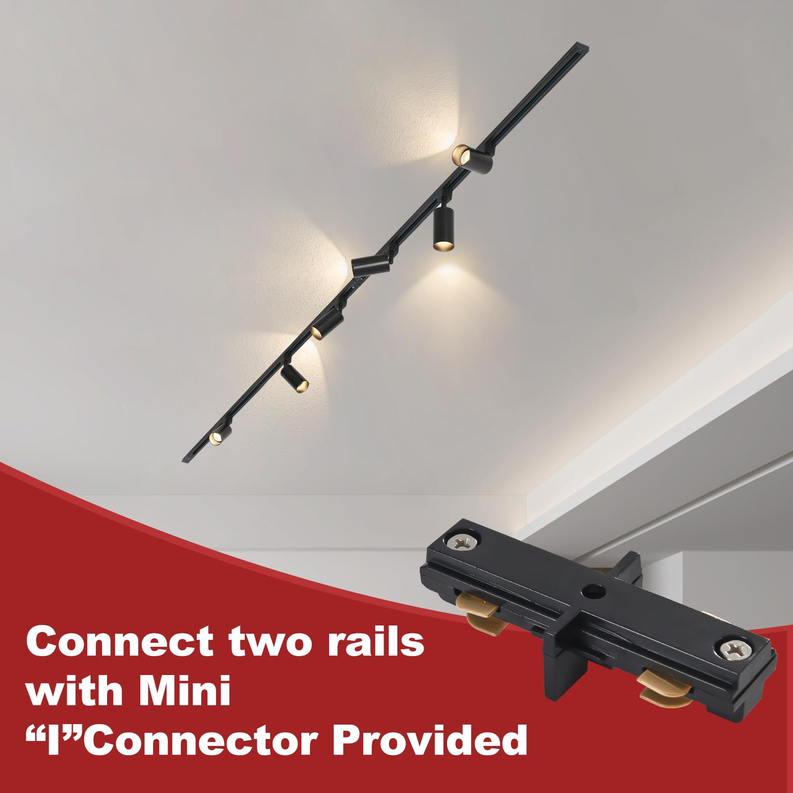 LRAEMXG 6-Light GU10 Track Lighting Kit, Black Aluminum, Modern Design, 6.6FT H Type Rails, Ceiling Spot Lights
