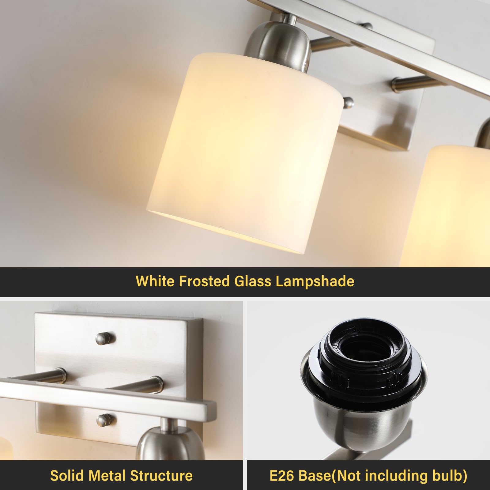 FAISHILAN 10-Light Brushed Nickel Bathroom Vanity Light, 65 inch Wall Lamp with Milky White Frosted Glass Shades, Model FSL-212--NBN-10