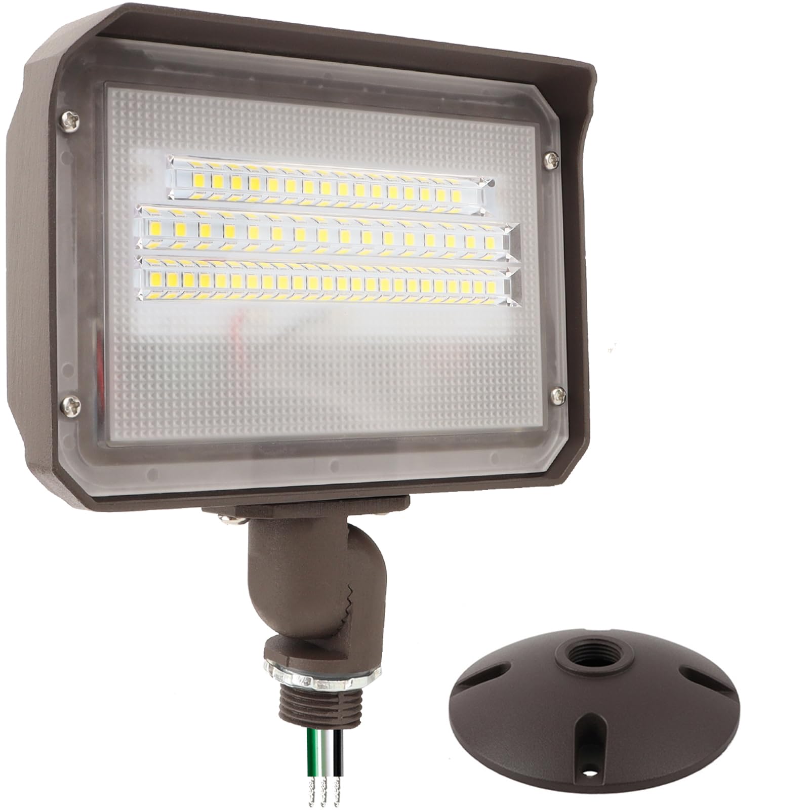 40W Outdoor LED Flood Light Dusk to Dawn with Knuckle, 5600LM 500W Equivalent, 100-277V 5000K Daylight, ETL Commercial LED Flood