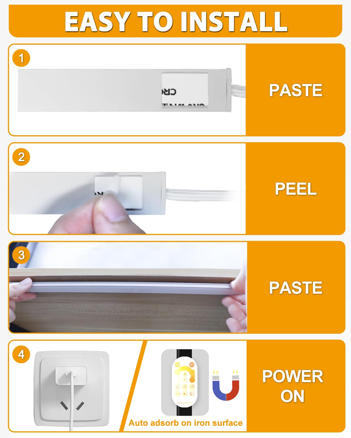 Czyjprl Dimmable 12 Inch Ultra Thin Under Cabinet Lighting, Under Cabinet Lights Plug In, Multi-Color Super Bright Led Lights Ba