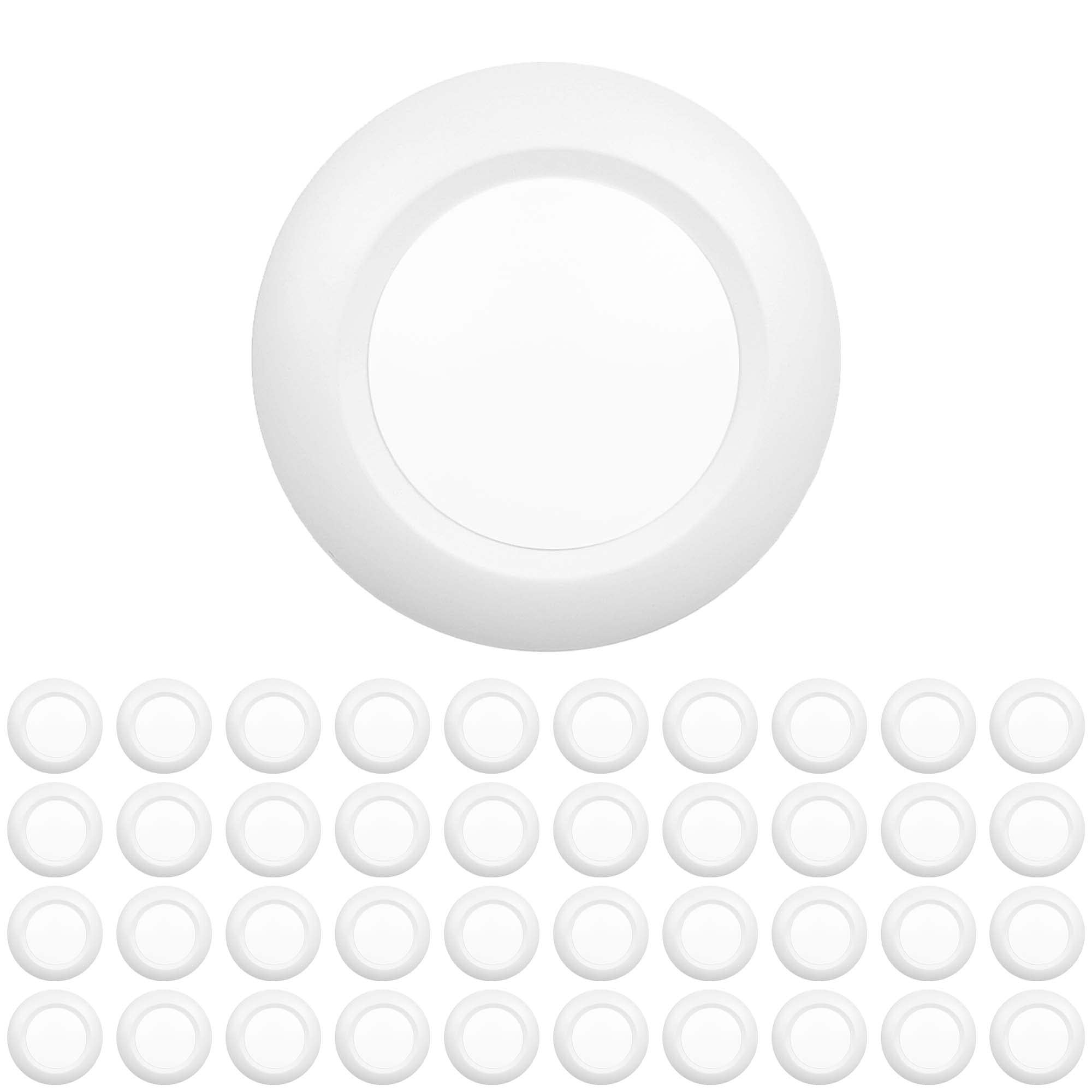 Jullison 40 Packs 6 Inch Led Low Profile Recessed & Surface Mount Disk Light, Round, 15W, >900 Lumens, 3000K Warm White, Cri80, Driverless Design, Dimmable, Etl Listed, White