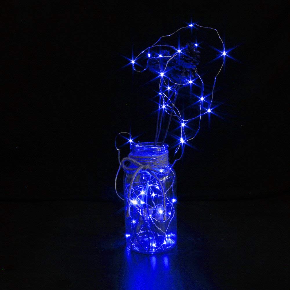 CYLAPEX Blue Fairy Lights String - 12 Pack Battery Operated, 3.3ft Copper Wire, Starry Design for Christmas, Wedding, Party, Halloween