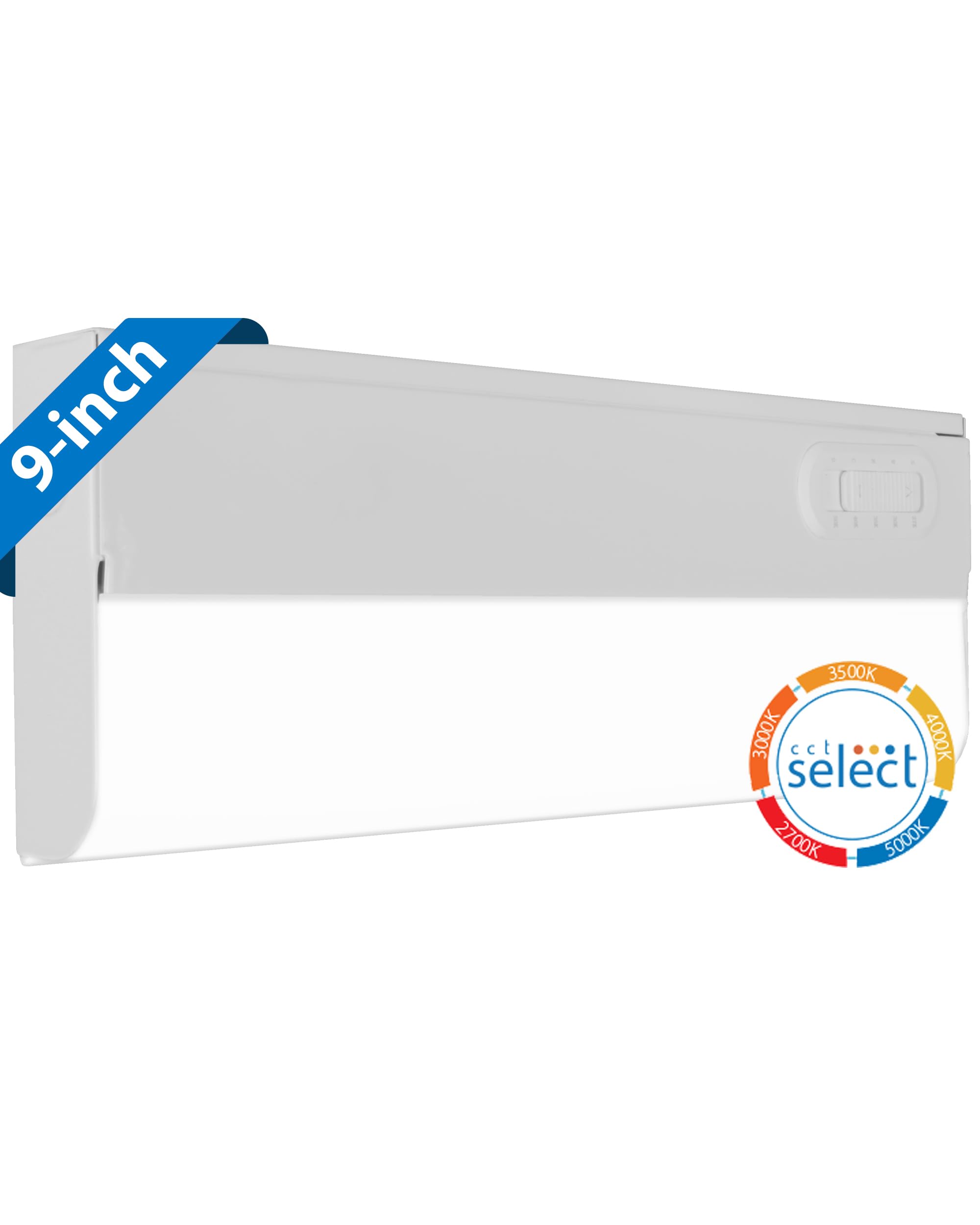 Nicor Lighting 9” Led Direct Wire Under Cabinet Light - Dimmable Undercounter Led Lights For Kitchen - Selectable Cct 2700K-5000K, 340-360 Lumens, 5W - Ucb Series Hardwired Under Cabinet Lighting