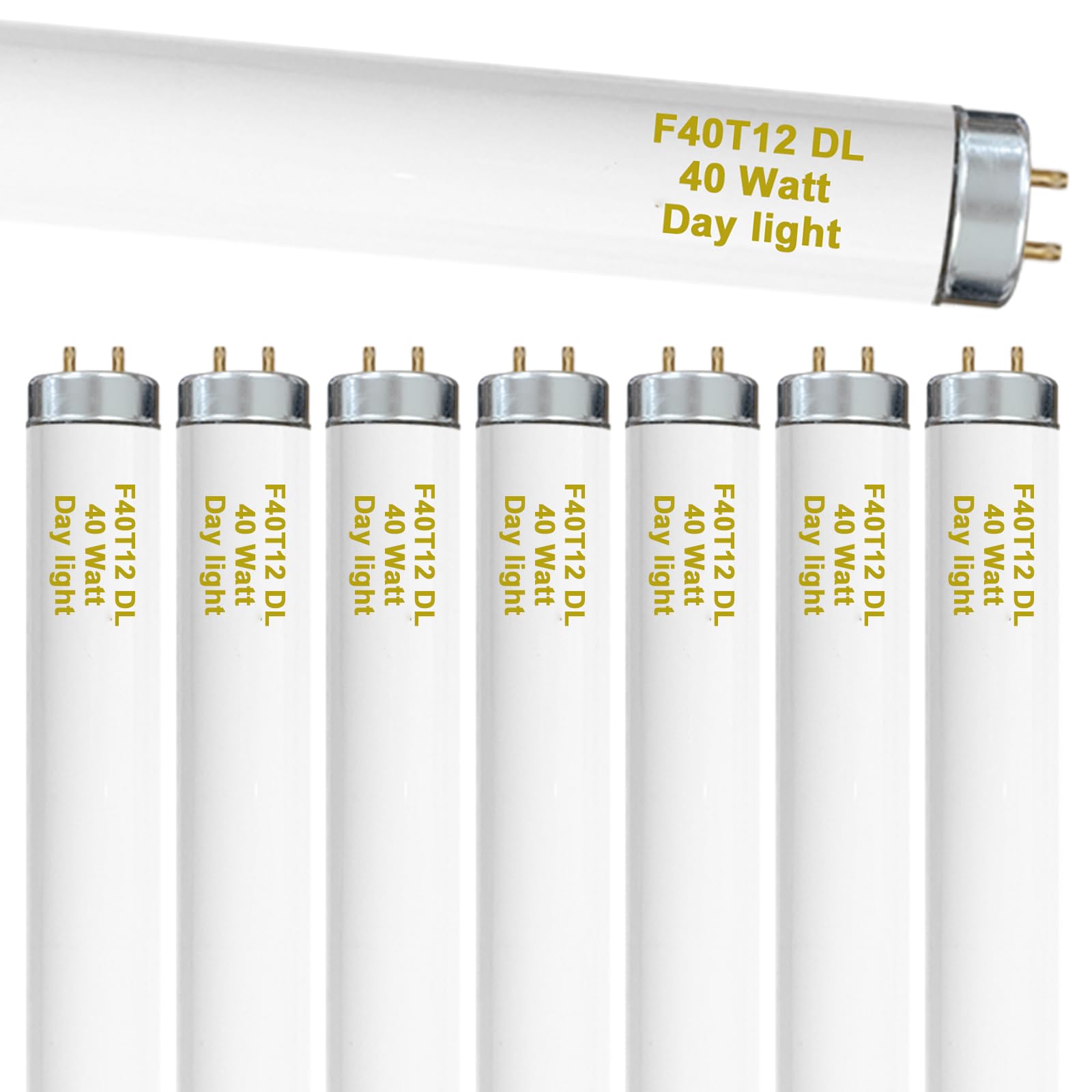 amgolibi 8-Pack 48 Inch F40T12/DL 40W 6500K Daylight Fluorescent Light Bulbs  4ft T12 Linear Tube Lights  2650 Lumens  G13 Bi-Pin Base  Daylight  for Workshop  Garage  Office
