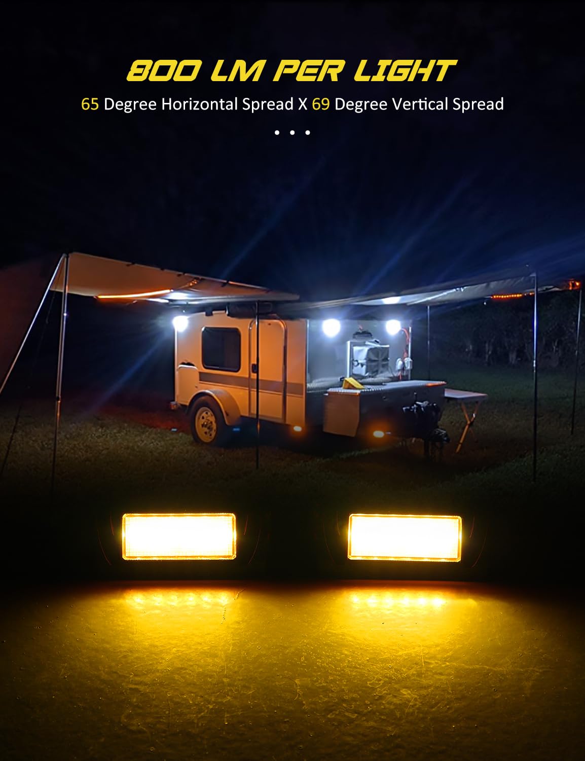 Chelhead 800Lm Led Rv Porch Light Exterior Utility Light 12V Amber Replacement Lighting Led Scene Lights Compatible With Rvs  Traliers  Campers  Roof Rack  Trucks