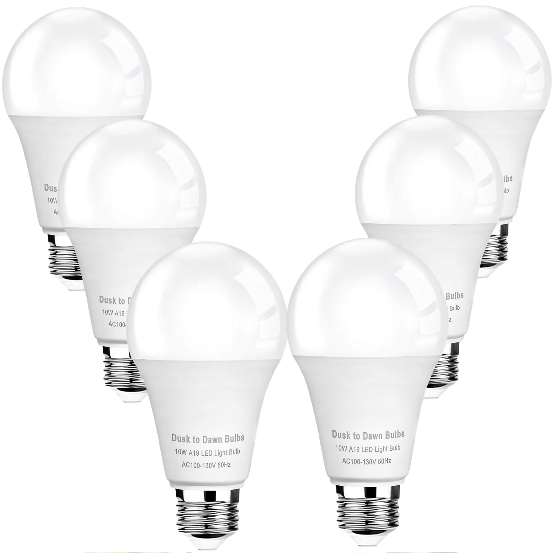4 -Pack Dusk To Dawn Led Light Bulbs Outdoor,75 Watt Equivalent, Light Sensor 10W A19,3000K Soft White 1100 Lumens, Auto On/Off 