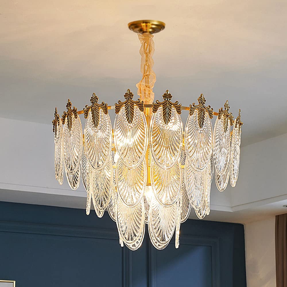 A Million Modern Pendant Chandelier, 8-Light Round 24'' LED Ceiling Light, 3-Tier Crystal Hanging Clear Lampshade Lighting Fixtu