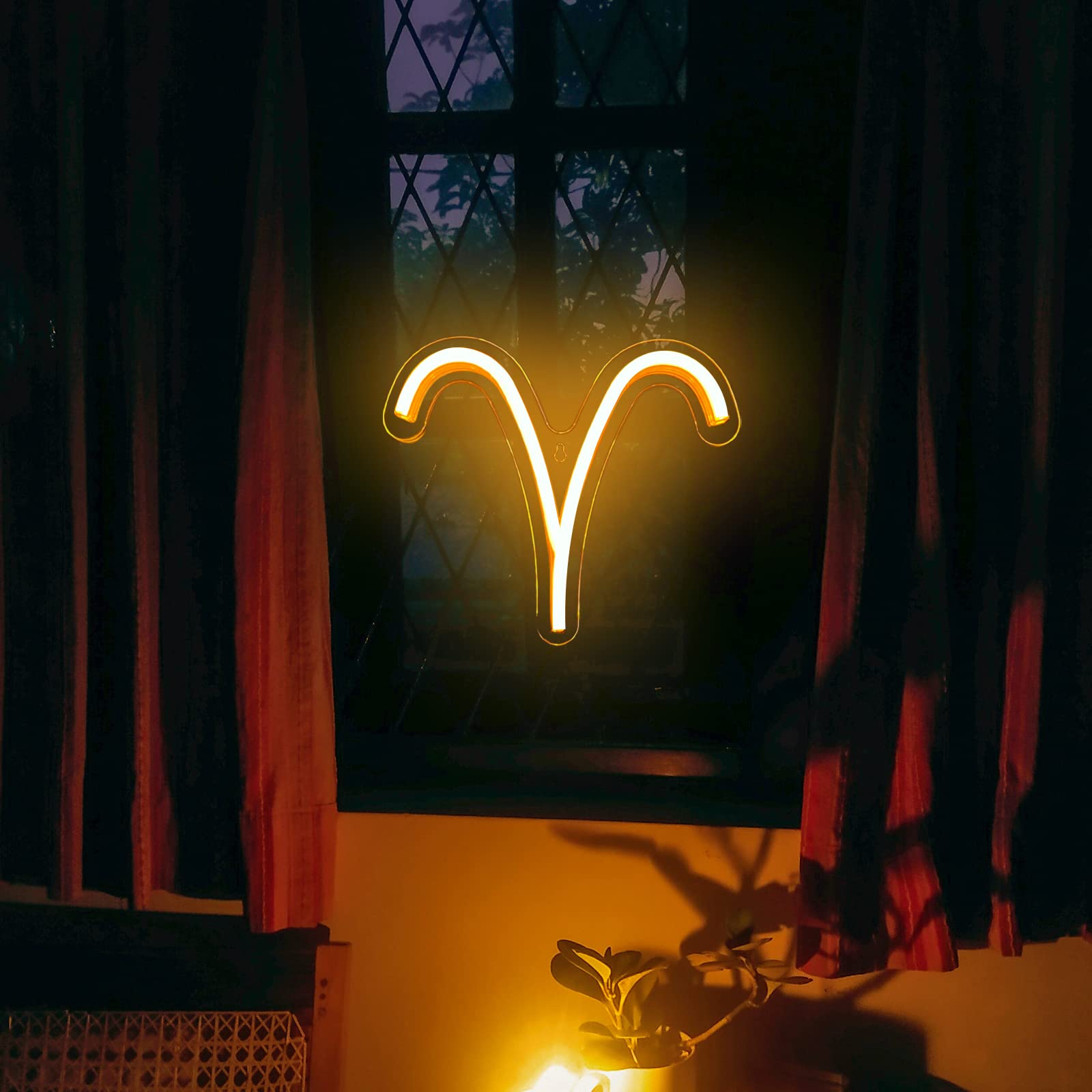 BerniceKelly Aries LED Neon Sign, 11L x 1W, Acrylic Wall Decor, Astrology Zodiac Light for Kids Room, Model XZ2400