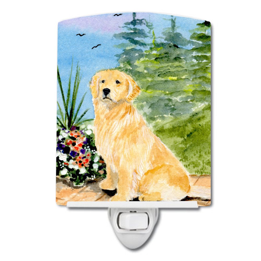 Caroline'S Treasures Ss8758Cnl Golden Retriever Ceramic Night Light Compact, Ul-Certified, Ideal For Bedroom, Bathroom, Nursery, Hallway, Kitchen, 6X4X3, Multicolor