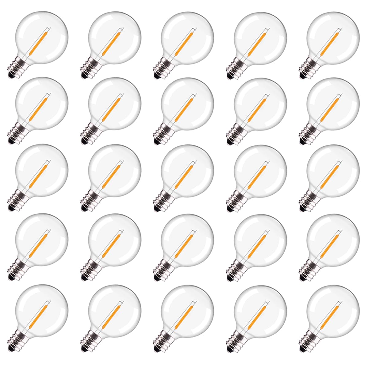 SUNSGNE G40 LED Replacement Light Bulbs, Shatterproof, Dimmable, 25 Count, Warm White, E12 Screw Base