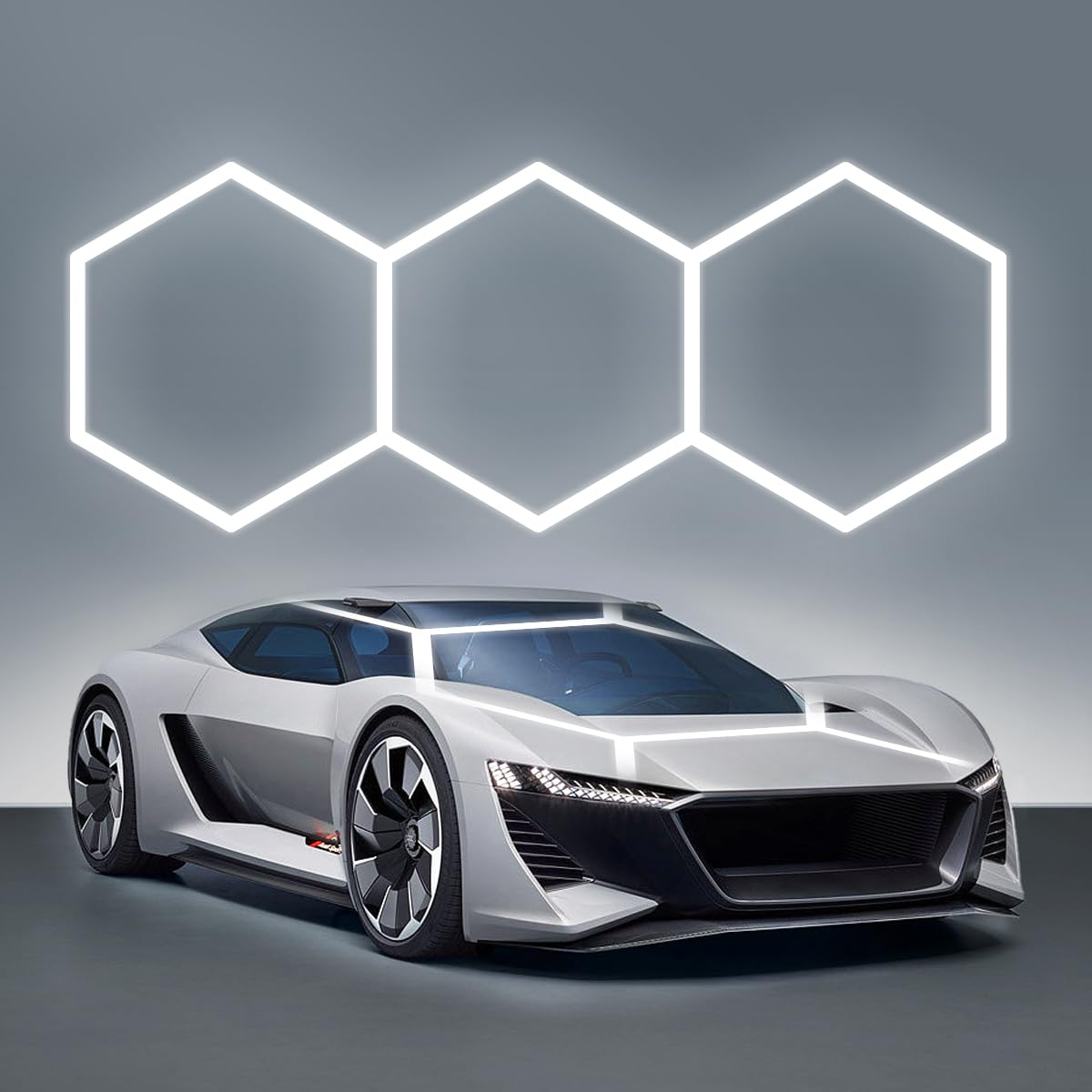 Hexagon Garage Light :16 Pack 128W 6500K 3 Honeycomb Ceiling Hex Lights Hexagon Led Lights For Garage Gym Basement Warehouse Auto Beauty Shop Car Detailing Hair Salon Workshop Lighting (Hexagon-3-1)