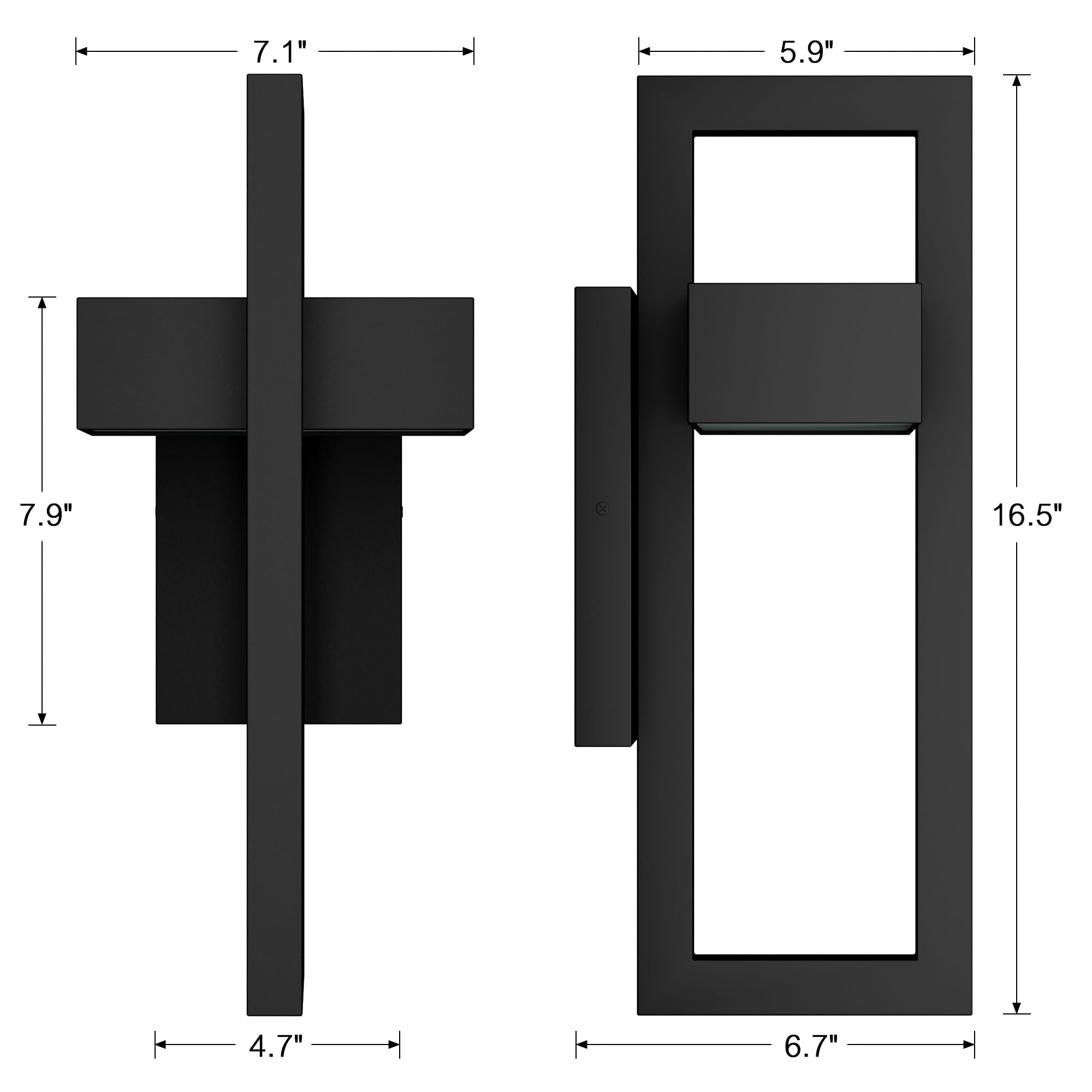 Lamqee Modern Outdoor Wall Lights, 3000K Led Sconces, Matte Black, For Porch & Garage