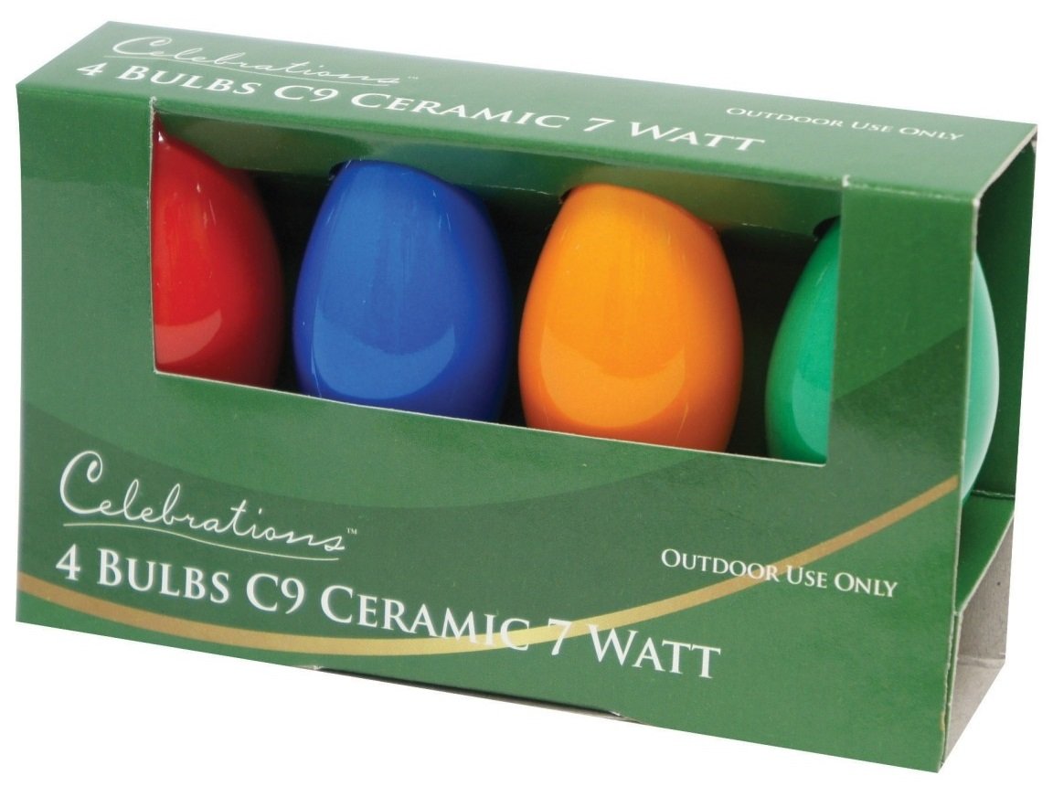 Ace Trading Ceramic C9 Replacement Bulbs - 7W Multi-Colored For Celebrations