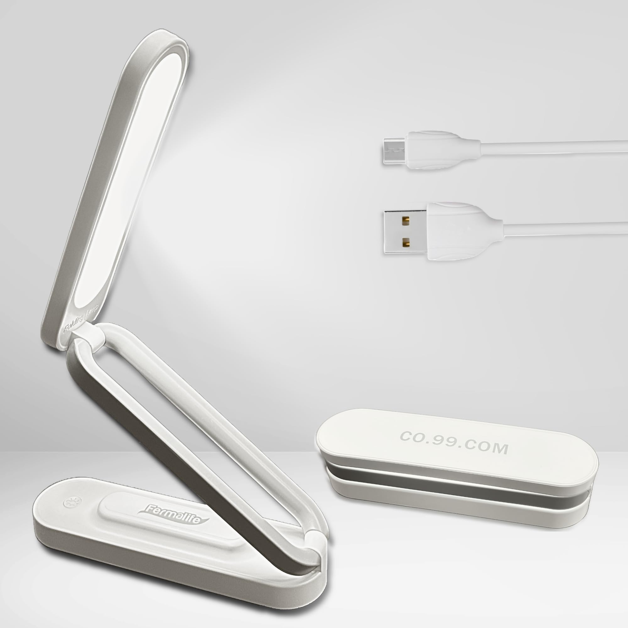 Fermalife - Foldable Led Table Desk Lamp, Adjustable Portable Reading Night Light - 3 Light Settings, Compact & Rechargable Usb