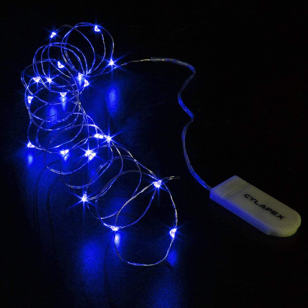 CYLAPEX Blue Fairy Lights String - 12 Pack Battery Operated, 3.3ft Copper Wire, Starry Design for Christmas, Wedding, Party, Halloween