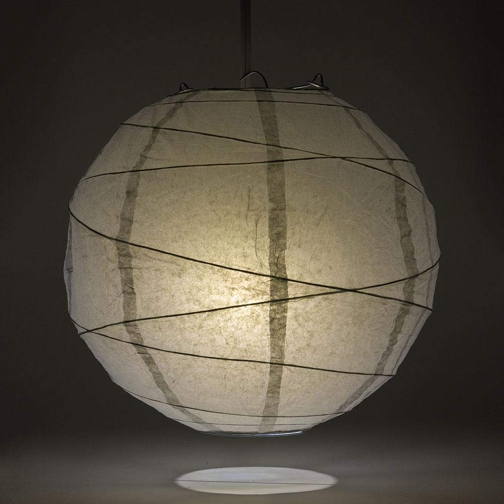 Quasimoon Paperlanternstore.Com 12 Inch Gray/Grey Round Paper Lantern, Crisscross Ribbing, Hanging Decoration