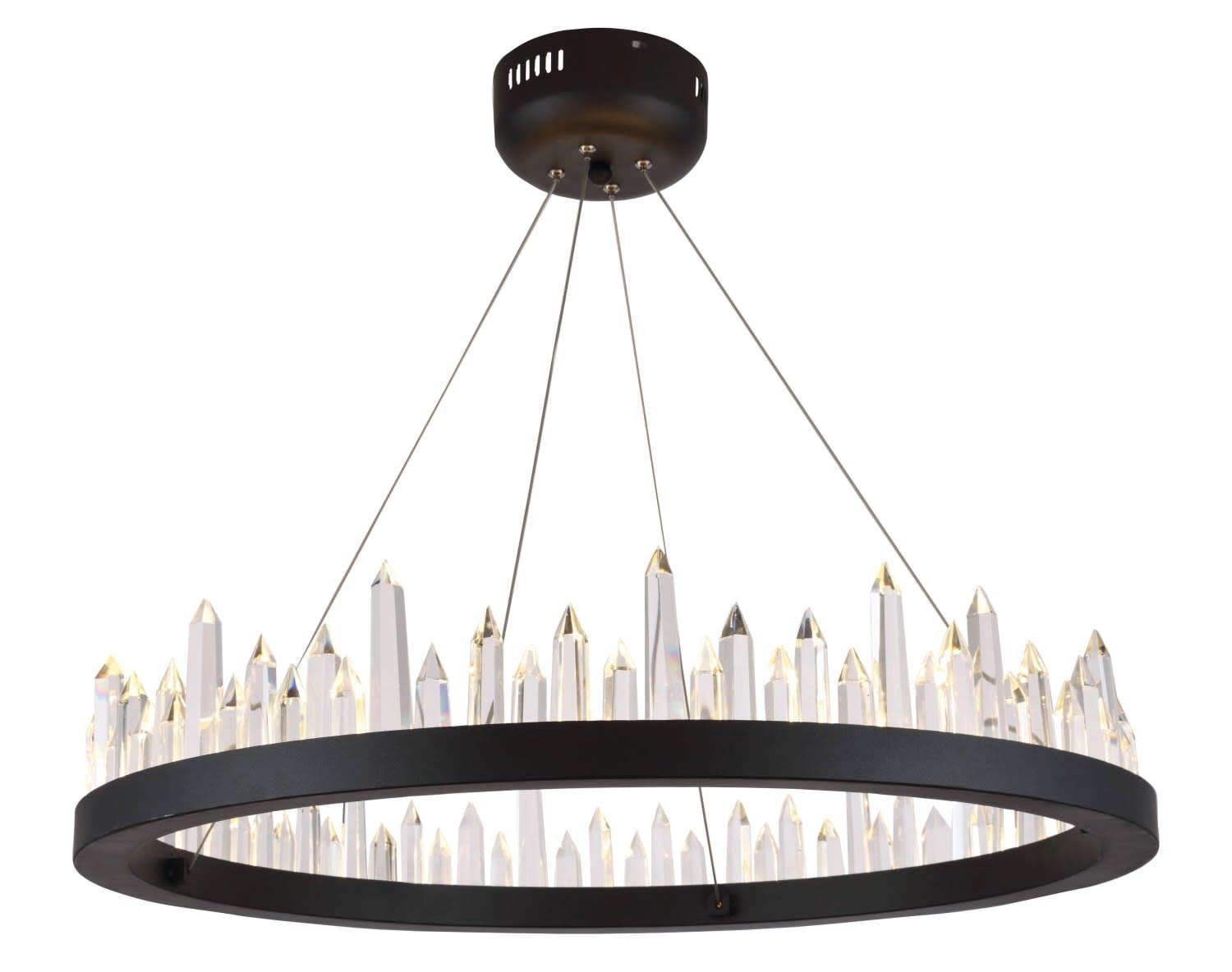 Elegant Lighting 1705D26SDG Malta - 26" 32W 32 LED Adjustable Chandelier, Satin Dark Grey Finish with Royal Cut Crystal
