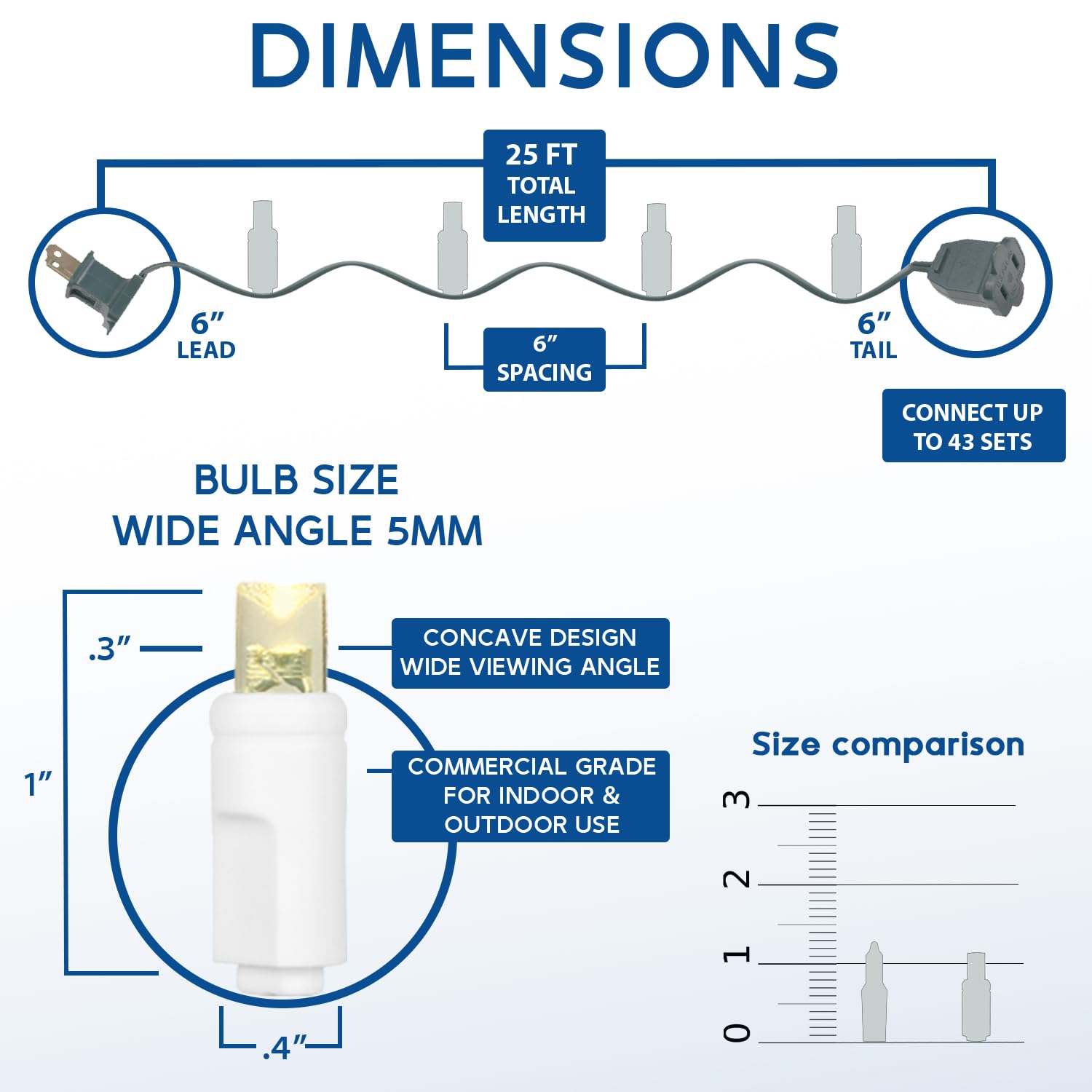 Novelty Lights 25 Feet 50 Light Purple Led Christmas Lights White Wire, Connectable Mini String, Indoor/Outdoor, Commercial Grad