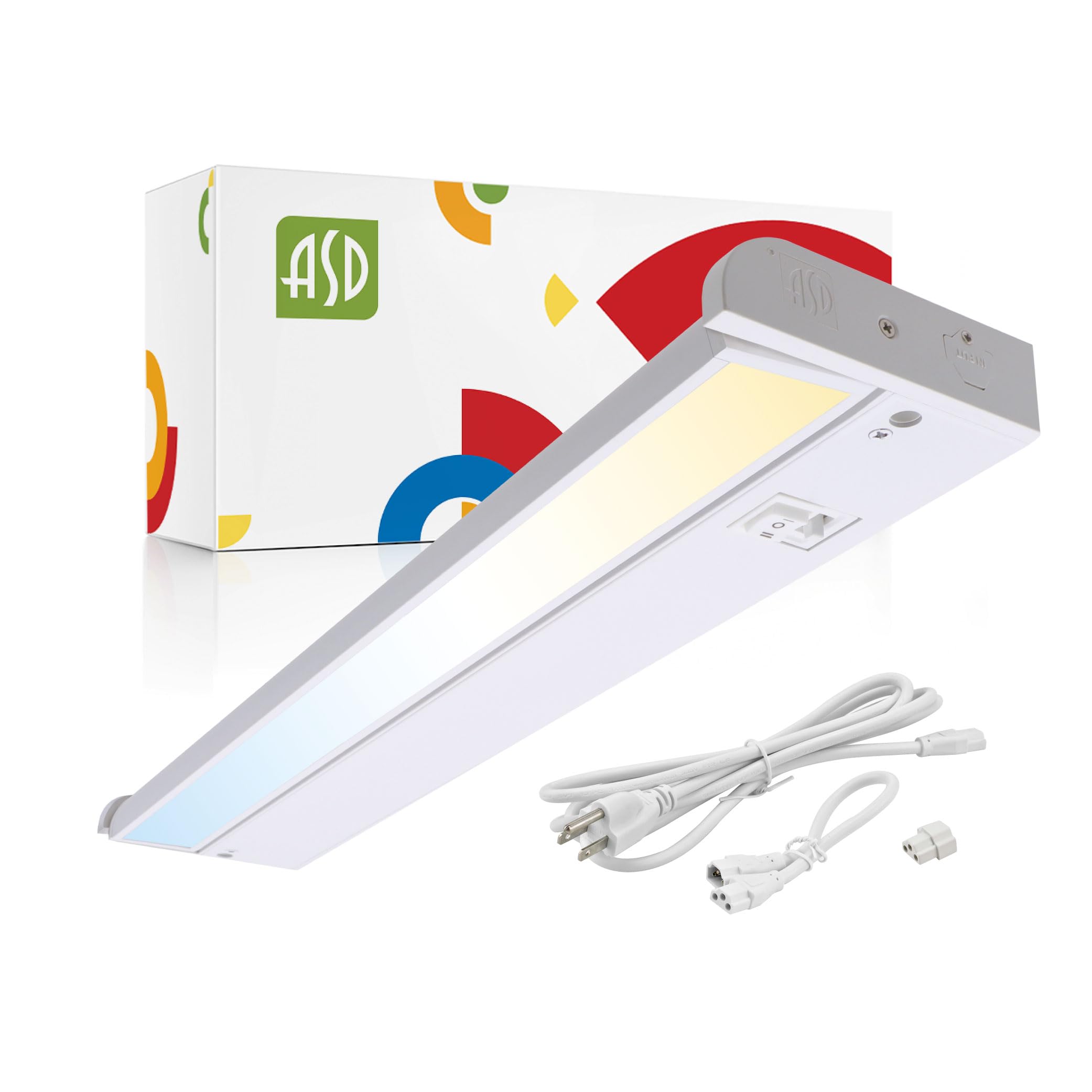 Asd Swivel Led Under Cabinet Light, 18 Inch, Dimmable, 8W, Hardwired/Plug-In, 2700K/3000K/4000K, Aluminum