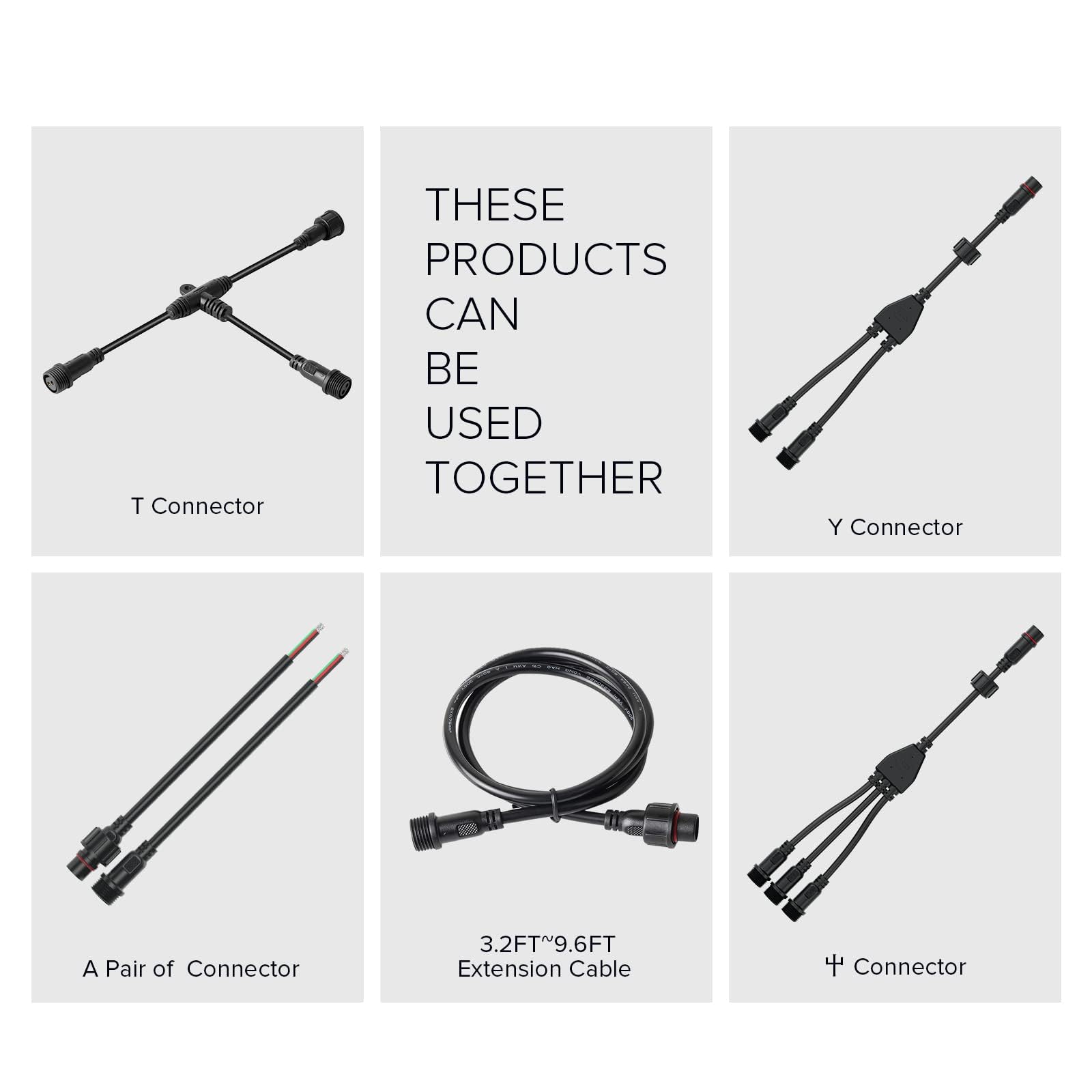 Btf-Lighting 3 Pin Electrical Connector 18Awg Ip65 Male Female Connector 7.87In/20Cm Extension Cable For Car,Truck,Boat,Indoor/O