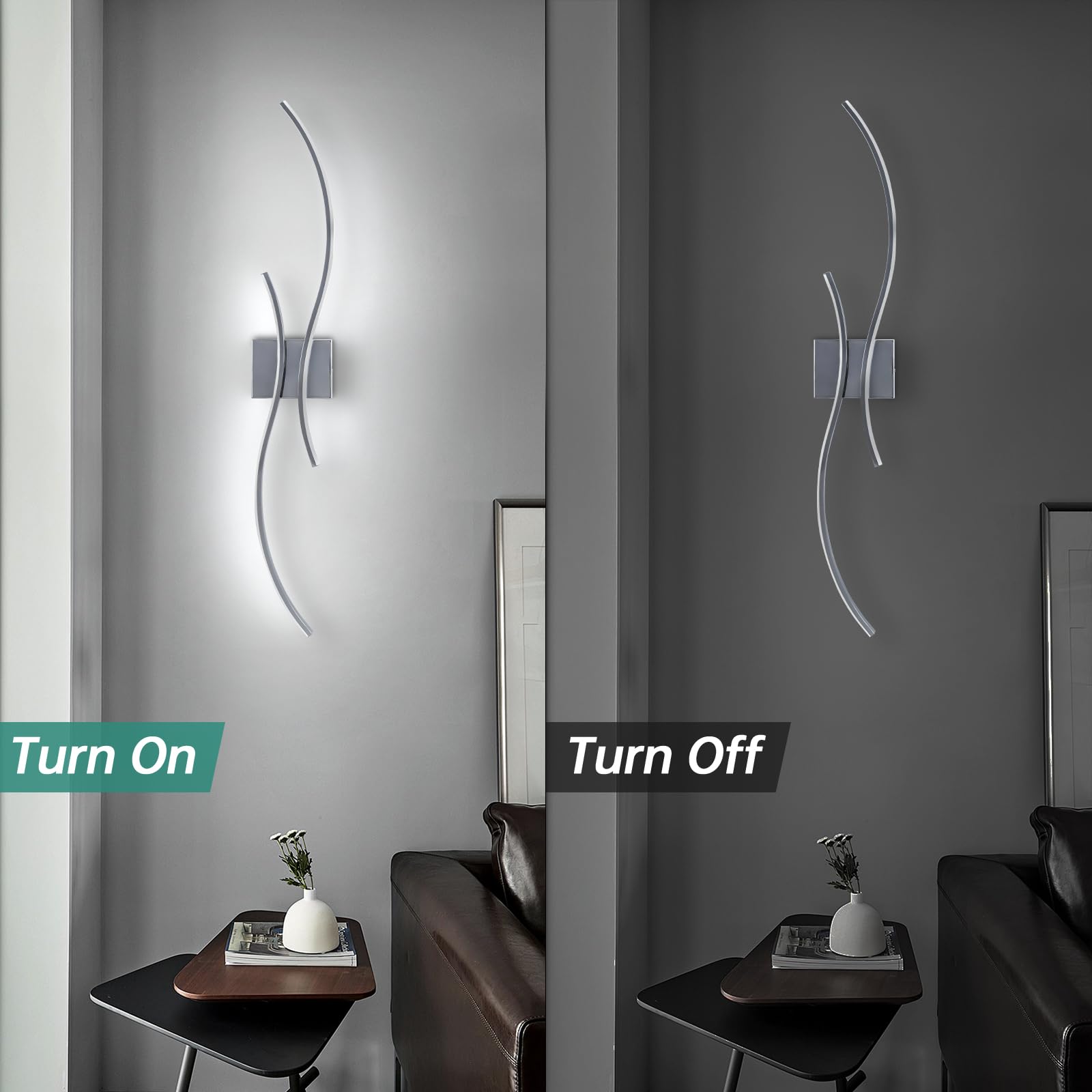 CANEOE Modern LED Wall Sconce, 39" Hard-wired Chrome Bathroom Vanity Light, Model WL-SBLCH, 6000K Indoor Lighting Fixture