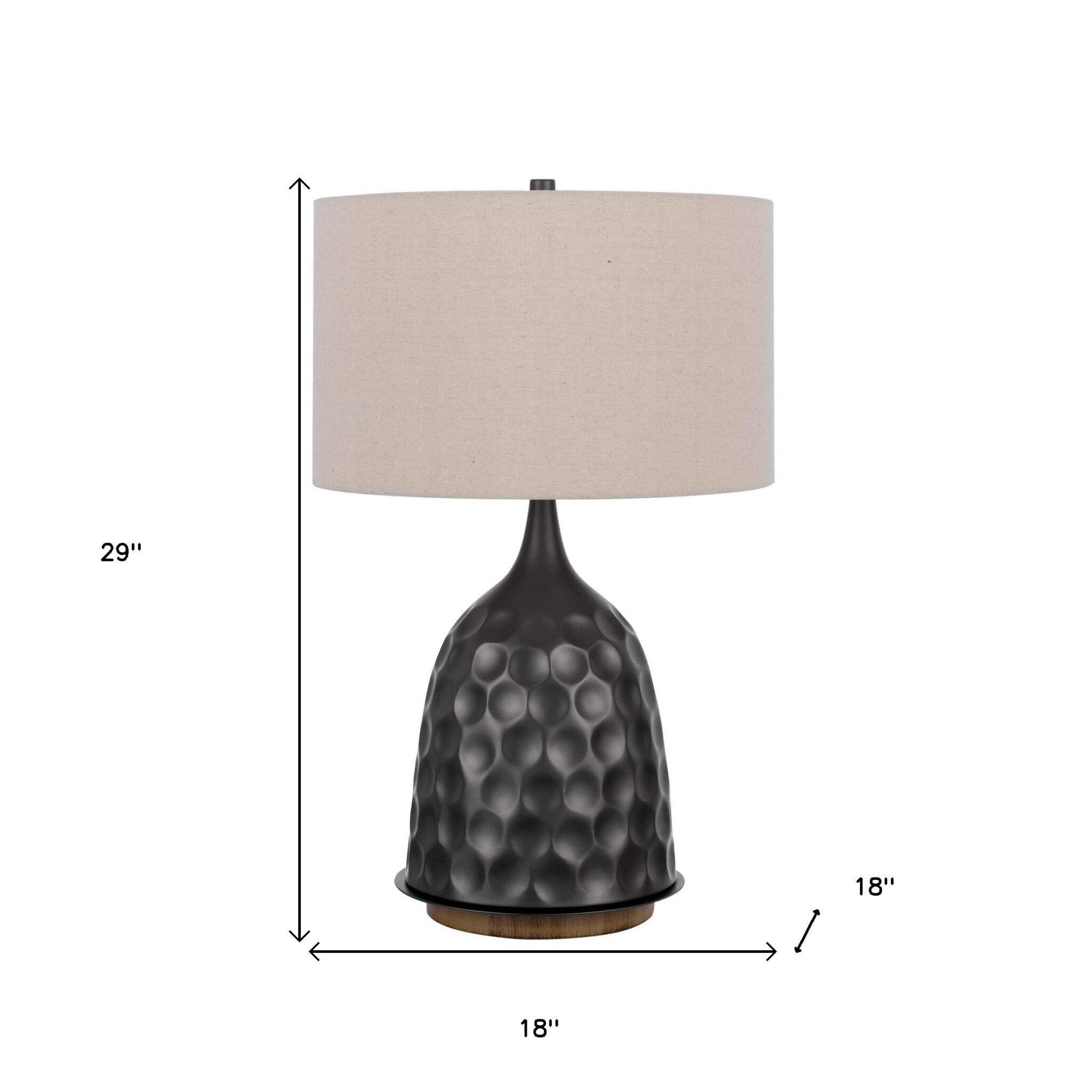 Homeroots Metal Table Lamp, 29 In. With Drum Shade, Gray & Brown, Model 524739