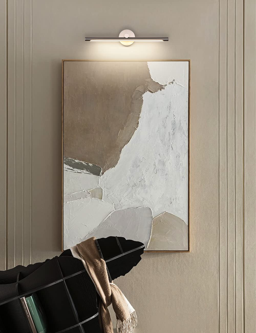 JUSHENG Picture Light, 12W Brushed Nickel Metal, 24.21in Inch, Hardwired, 3000K Warm White, Model 9050