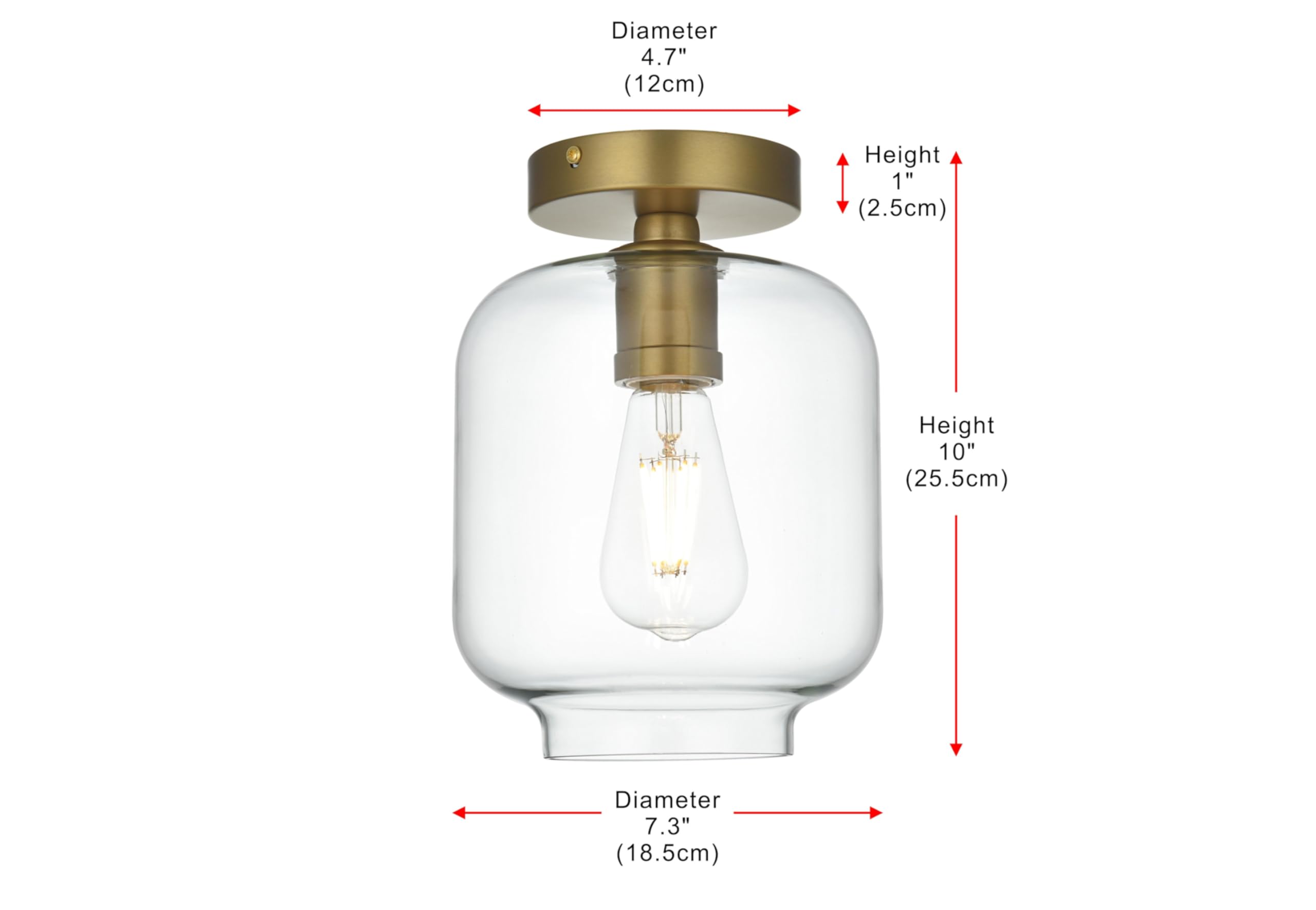 Living District Indoor Modern Home Decor Bright Collier 1 Light Black and Clear Glass Flush Mount