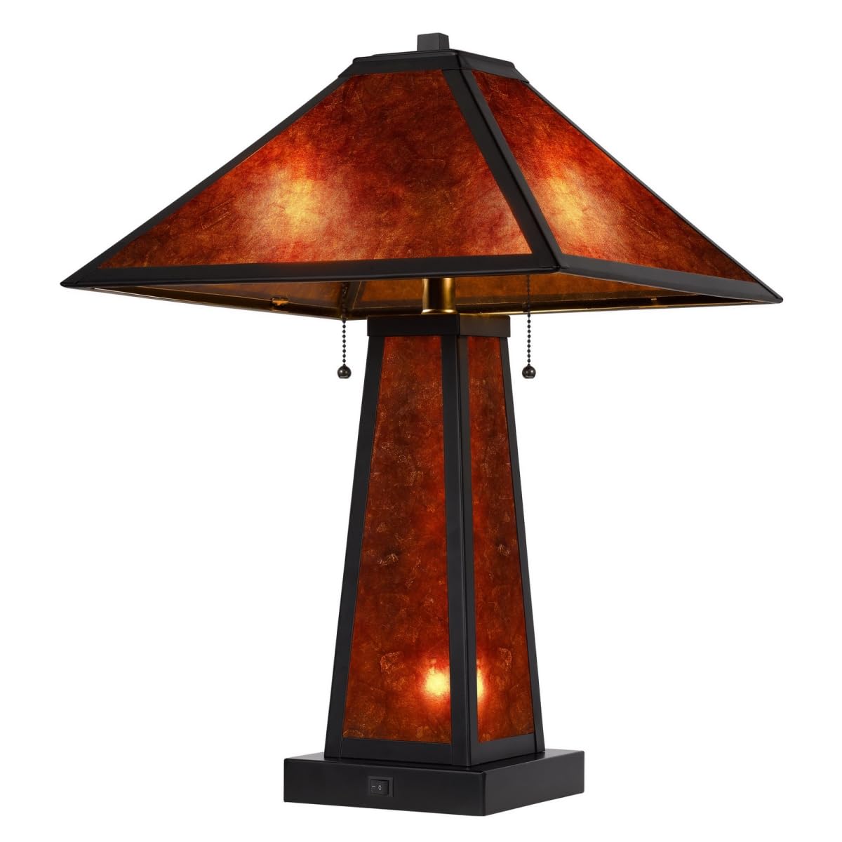 Homeroots Burnt Orange Metal Table Lamp - 24 In. Two Light With Amber Square Shade