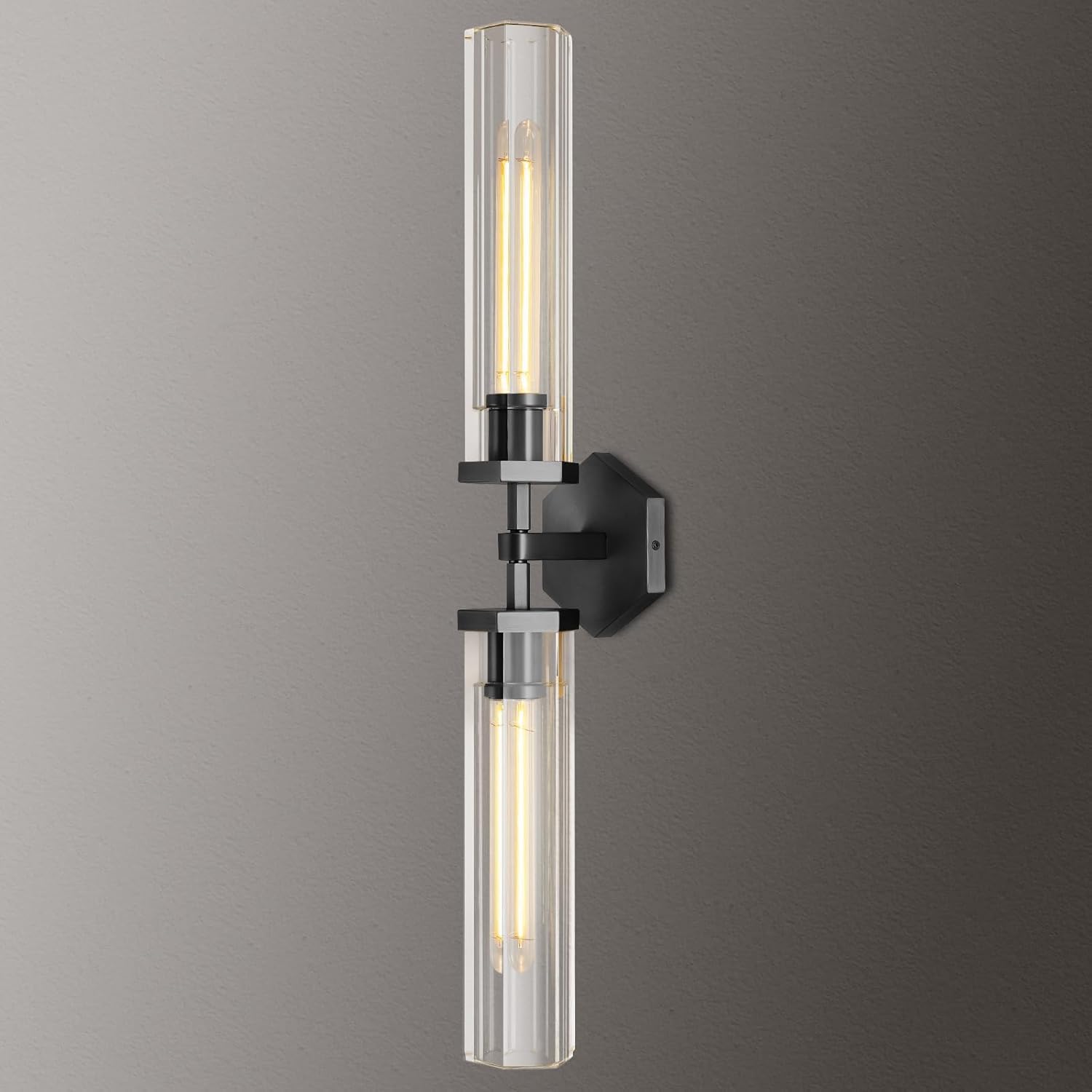 Black Crystal Wall Sconces Light For Bathroom Modern Bathroom Vanity Lights Fixture 28.5In Indoor Wall Sconce Linear Crystal Sconces Wall Lighting For Bedroom Hallway Staircase Living Room Dining Room