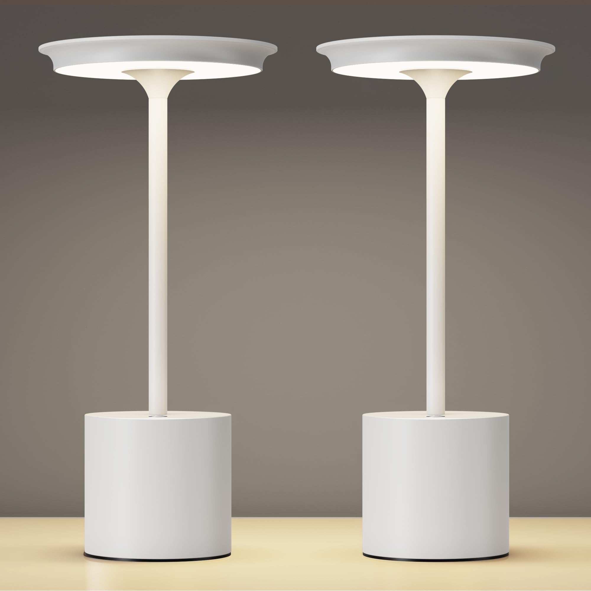 Sikevht Cordless Table Lamp, Portable Rechargeable 6000mAh, 3 Color Dimming, LED, 2Pack, White, Model S823