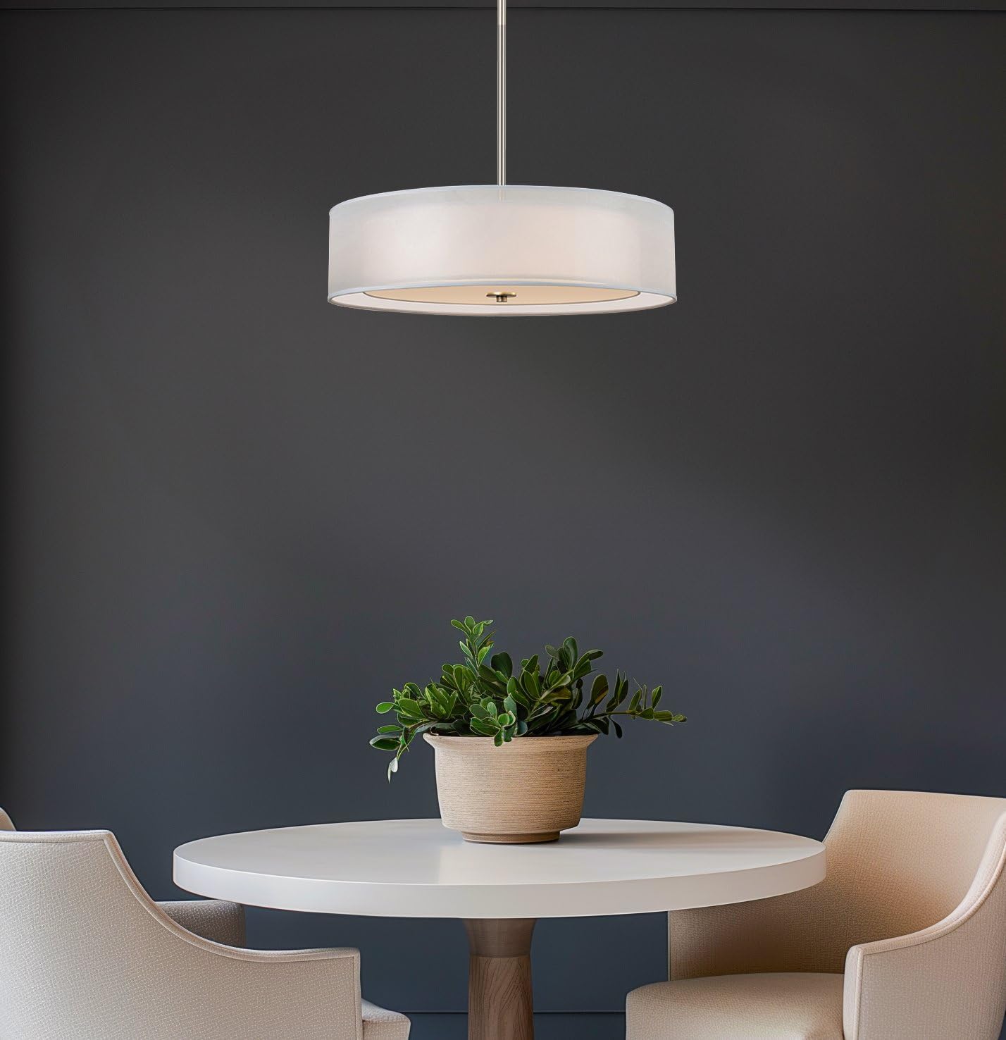 Kira Home 20in Modern 3-Light Double Drum Chandelier, Brushed Nickel, Adjustable Height, Model RV-CC2131817-BN