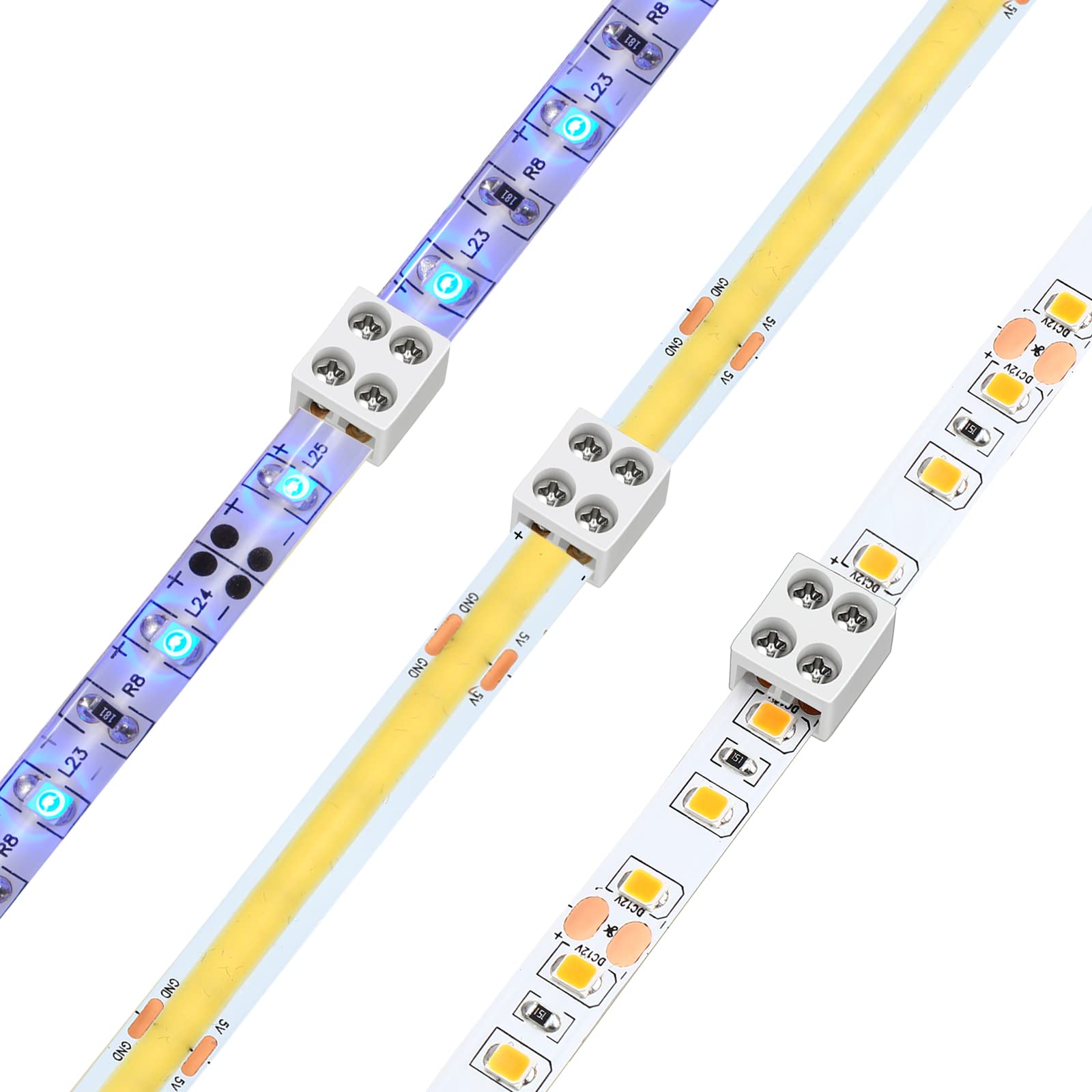100 Pack Solderless Led Tape To Tape Connectors Tighten Screw Terminal Blocks 2 Pin 8Mm Connector With Screwdriver Connector For