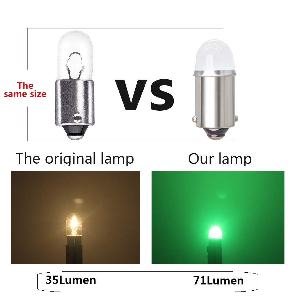 Yoper LED Light Bulb for Car 12V, Green Color, Model BA9S 53 57 1895 64111