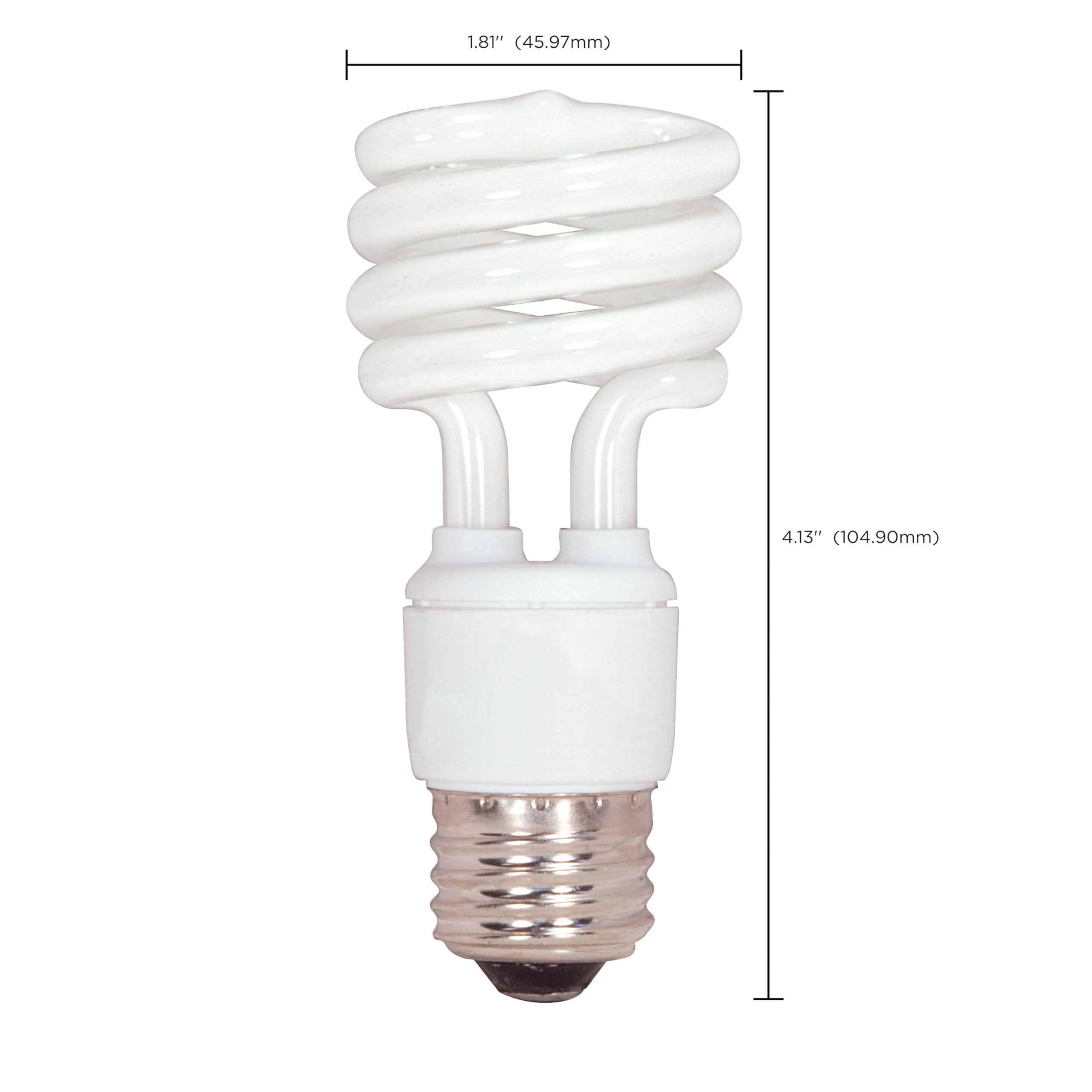Satco S7217 13W Mini Spiral Light Bulb, 2700K, 120V, White, Medium Base, Enclosed Fixture, Equivalent to 60W Incandescent