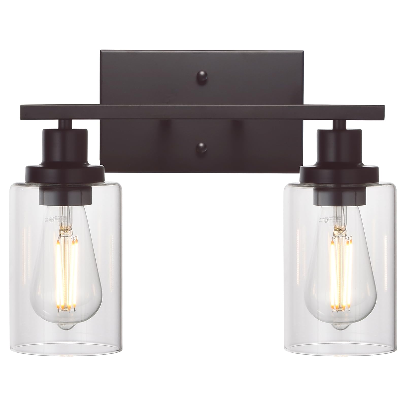 MELUCEE 2-Light Industrial Bathroom Lighting Wall Mount Sconces, Oil-Rubbed Bronze, Clear Glass Shade, Model 716852865307