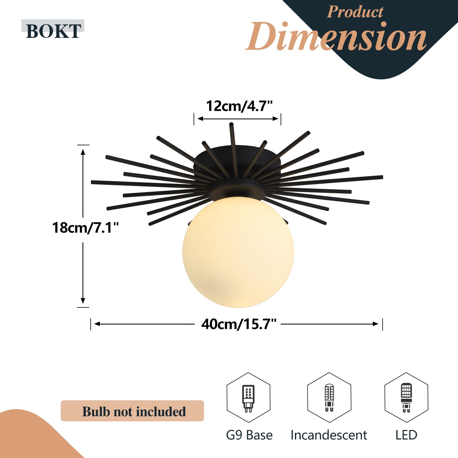 Bokt Modern Black Semi Flush Mount Ceiling Light Milk Glass Globe Ceiling Light Fixture Industrial Close To Ceiling Light Vintag